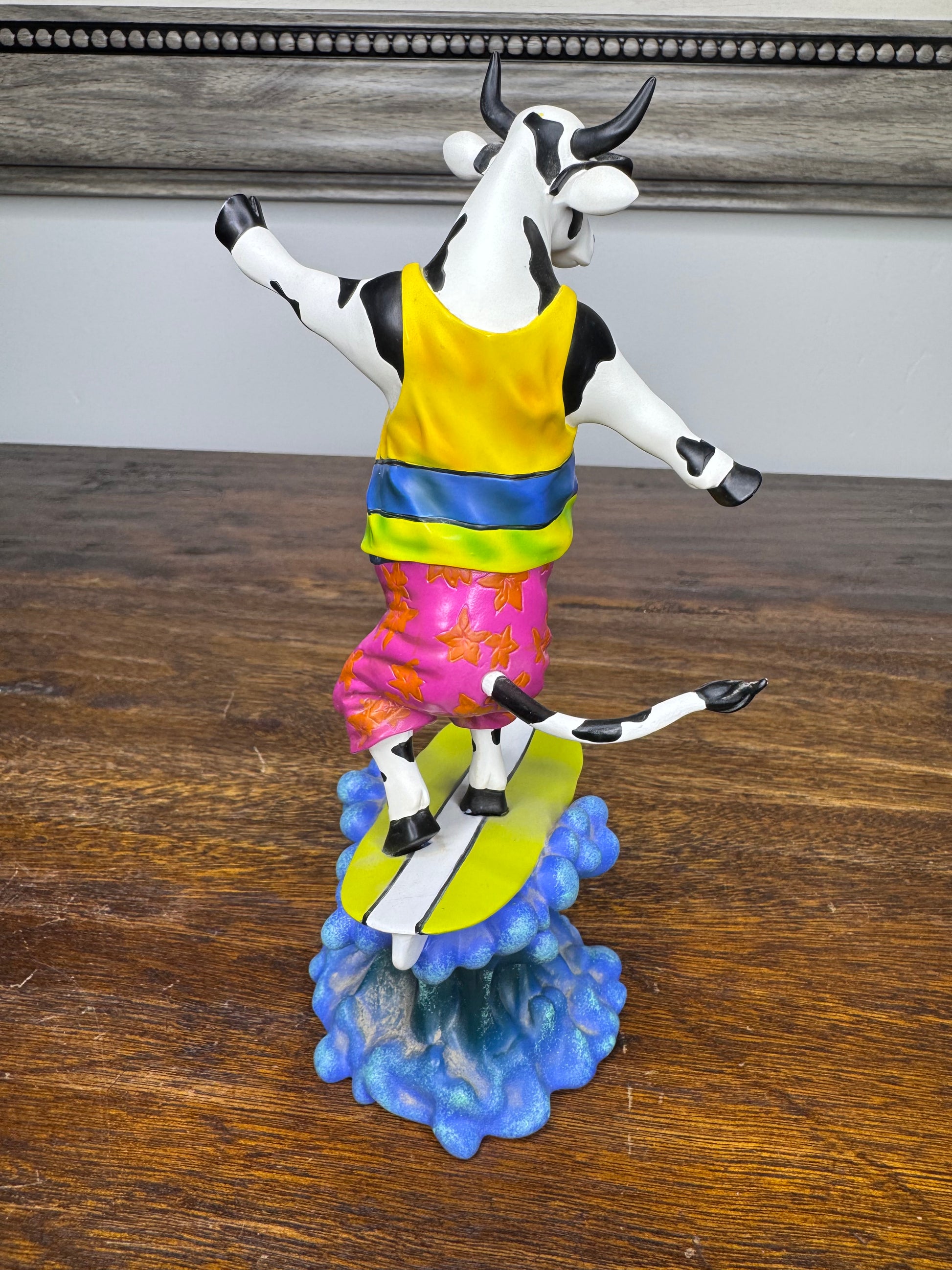 Cow Parade "Cowabunga" Surfing Cow Figurine w/Box