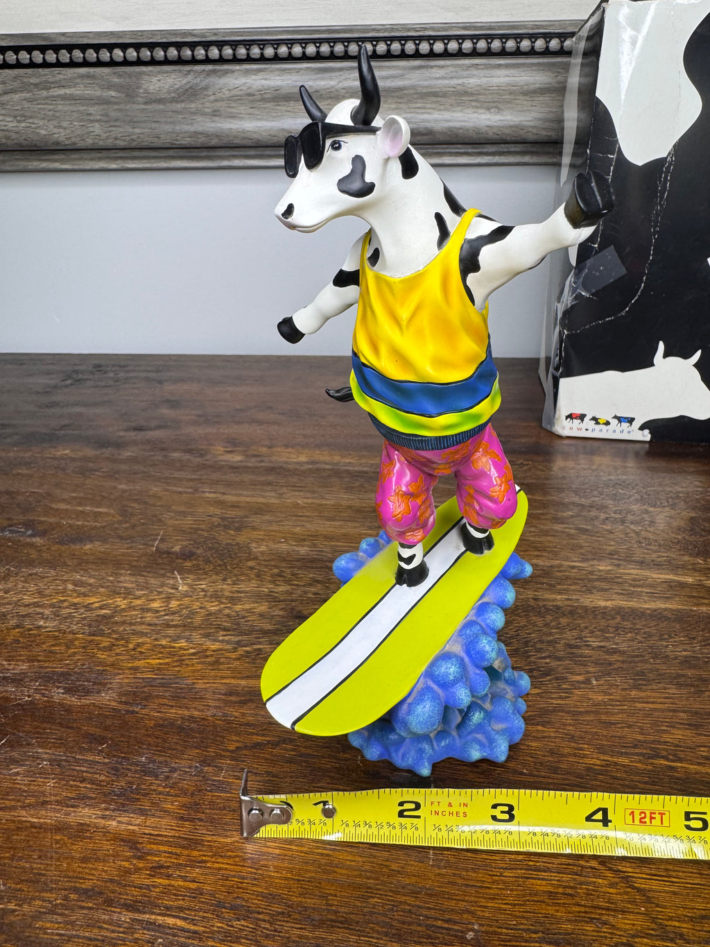 Cow Parade "Cowabunga" Surfing Cow Figurine w/Box