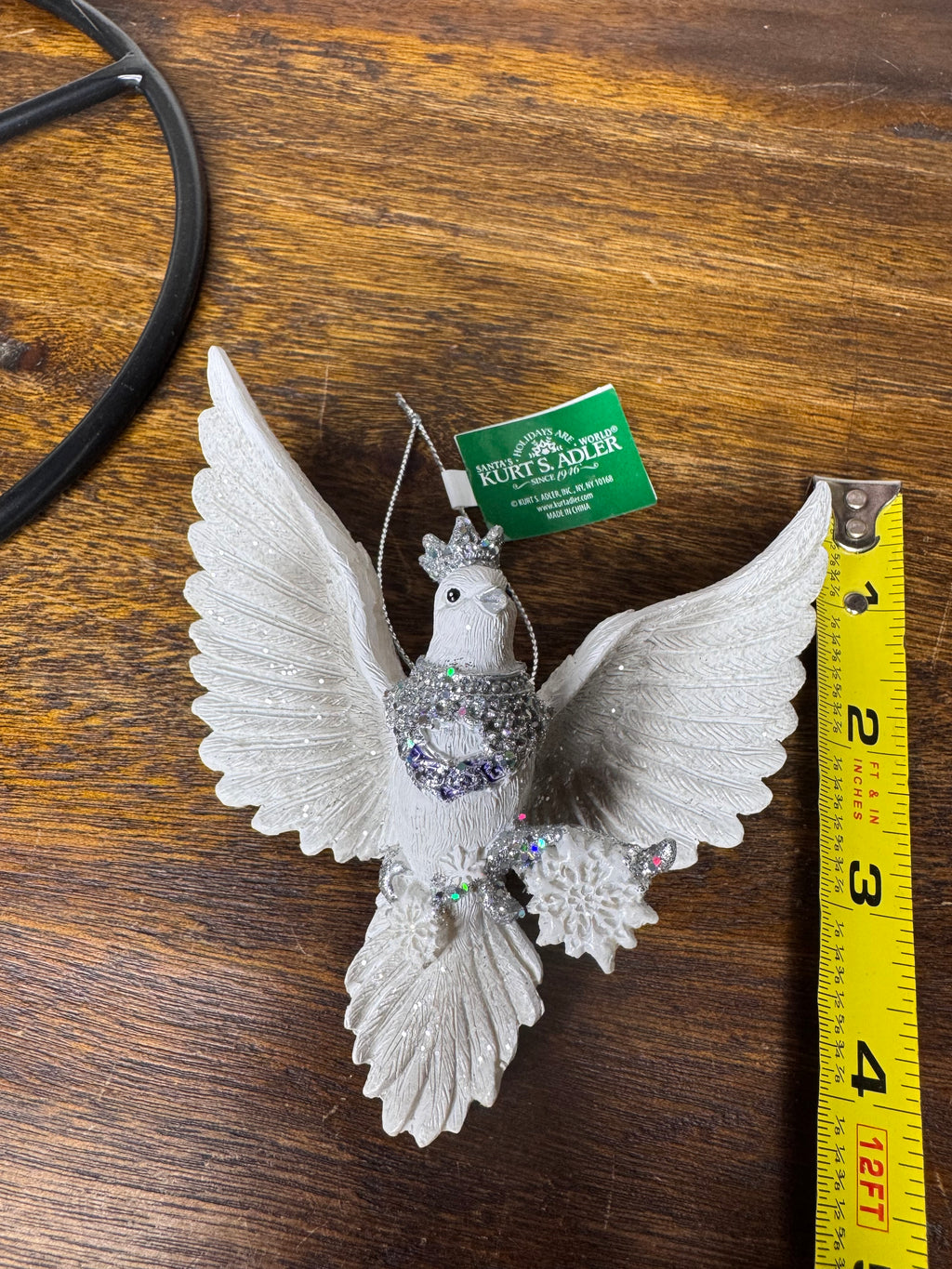 New Kurt Adler White, Silver Dove Ornament