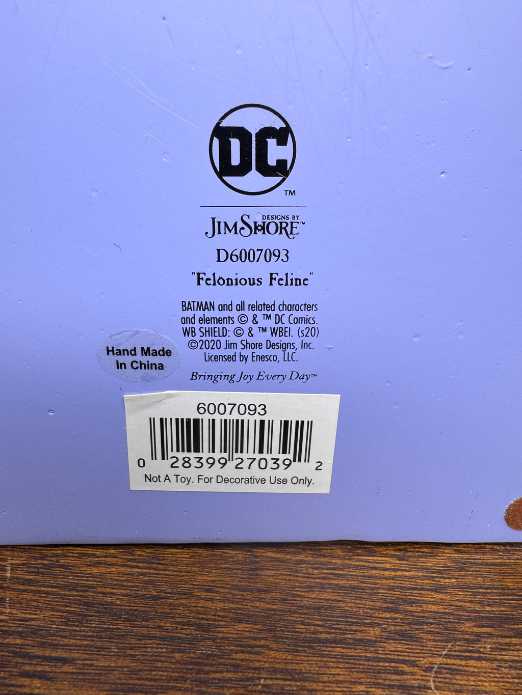 Jim Shore DC Comics "Felonious Feline" w/ Original Box
