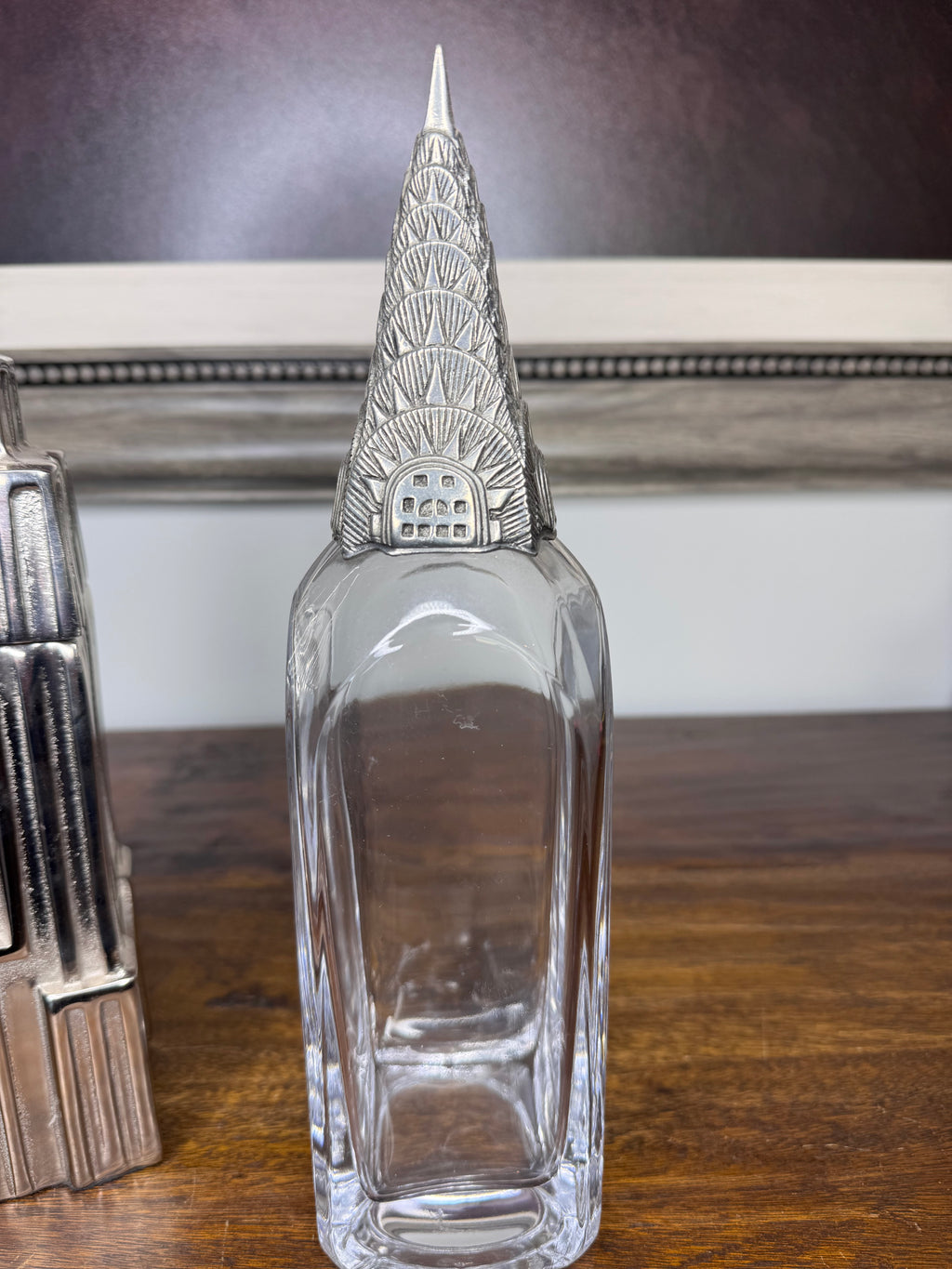 RARE Pottery Barn Empire State Building Cocktail Shaker and ChryslerBuilding Decanter Set