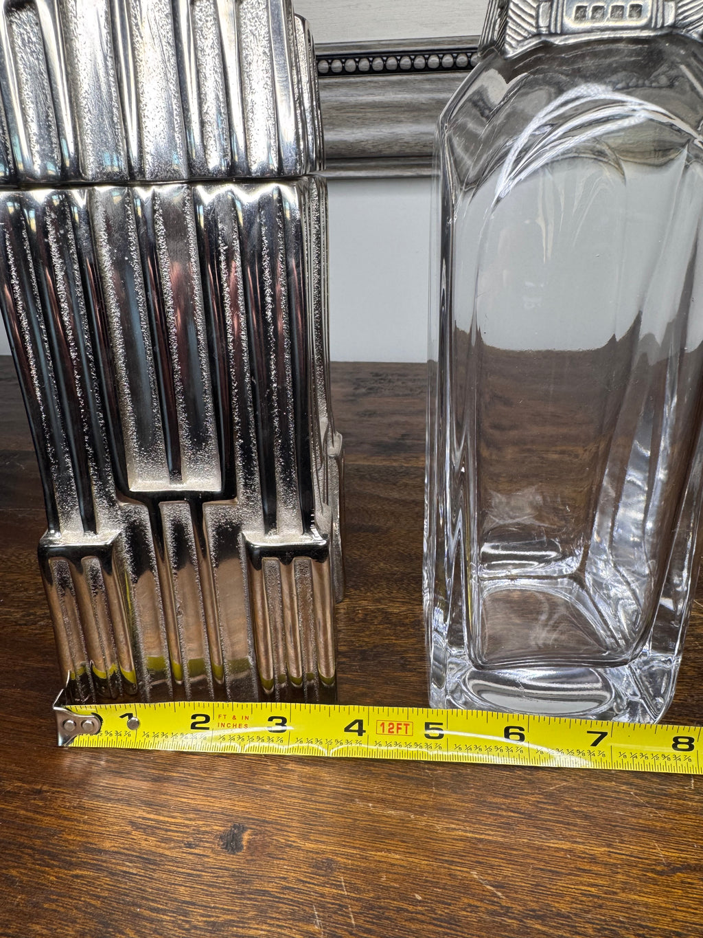 RARE Pottery Barn Empire State Building Cocktail Shaker and ChryslerBuilding Decanter Set