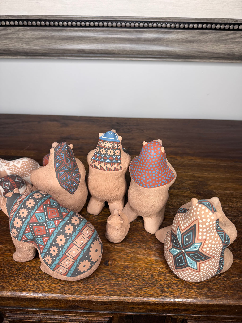 Vintage 10 Piece Mata Ortiz Handbuilt and Hand Painted Bear Nativity Set