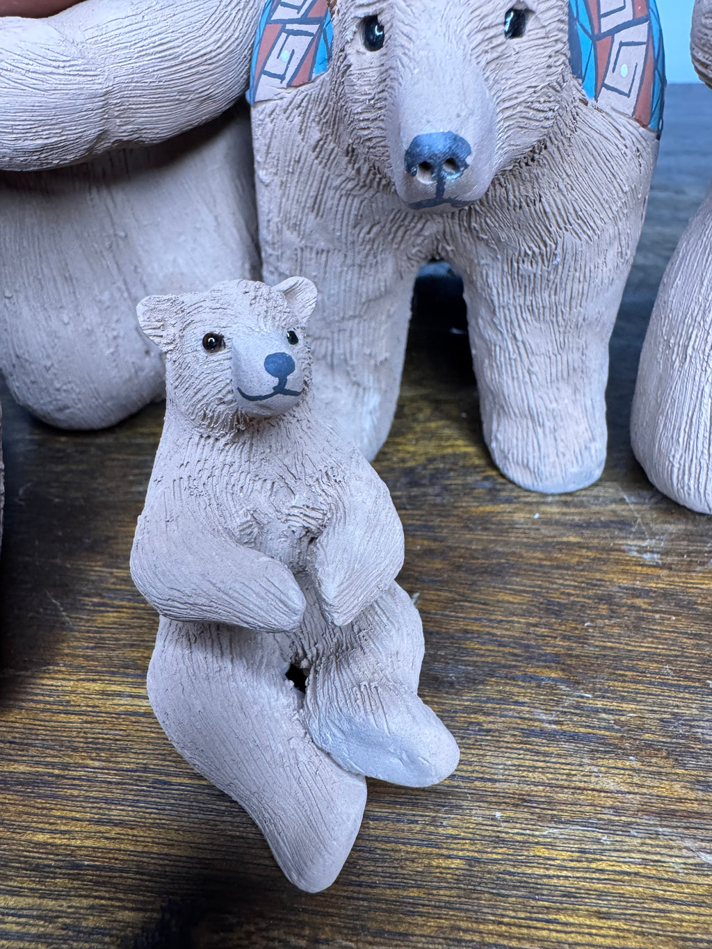 Vintage 10 Piece Mata Ortiz Handbuilt and Hand Painted Bear Nativity Set