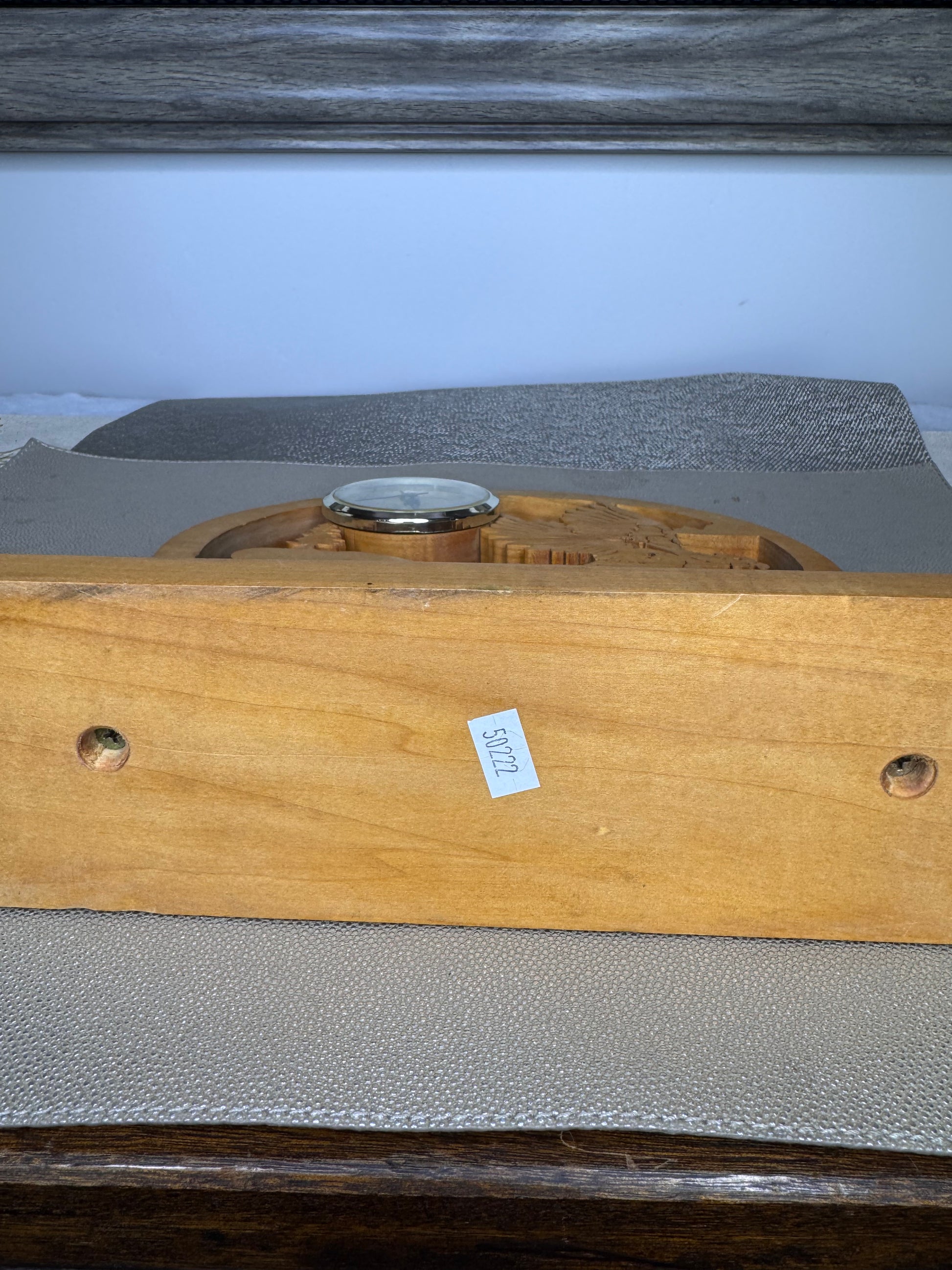 Wooden Carved Eagle Mantle/Desktop Clock
