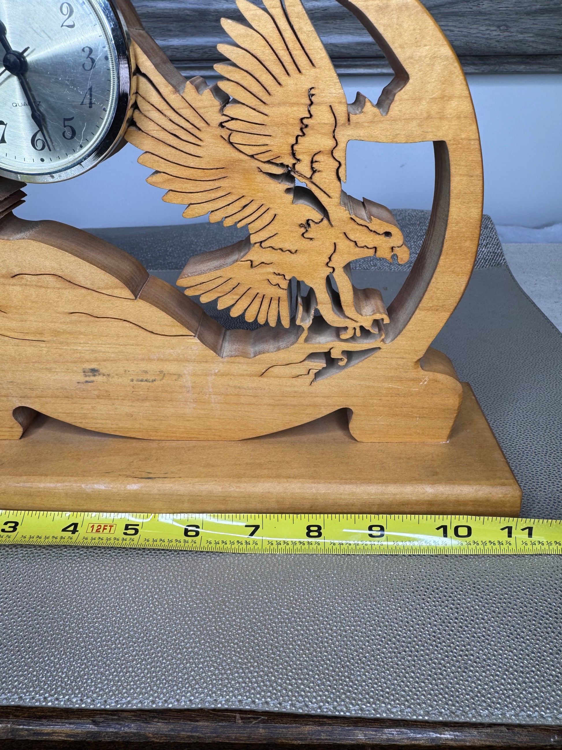 Wooden Carved Eagle Mantle/Desktop Clock