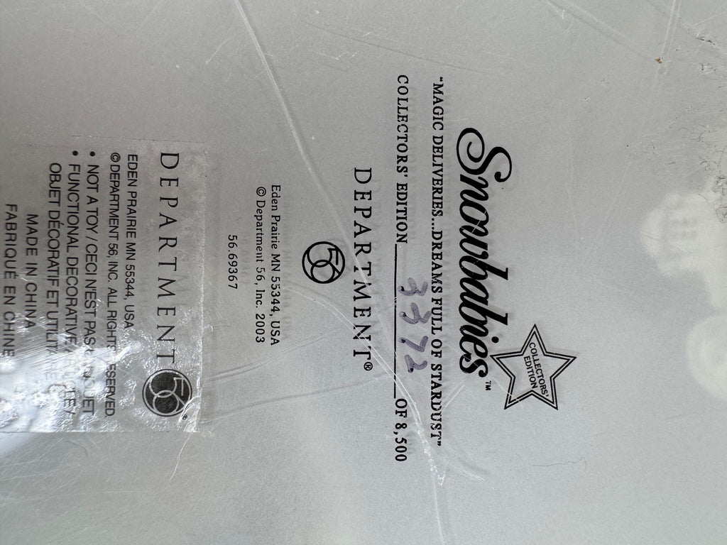 Retired Limited Edition Dept 56 Snowbabies " Magic Deliveries..Dreams Full Of Stardust" Figurine