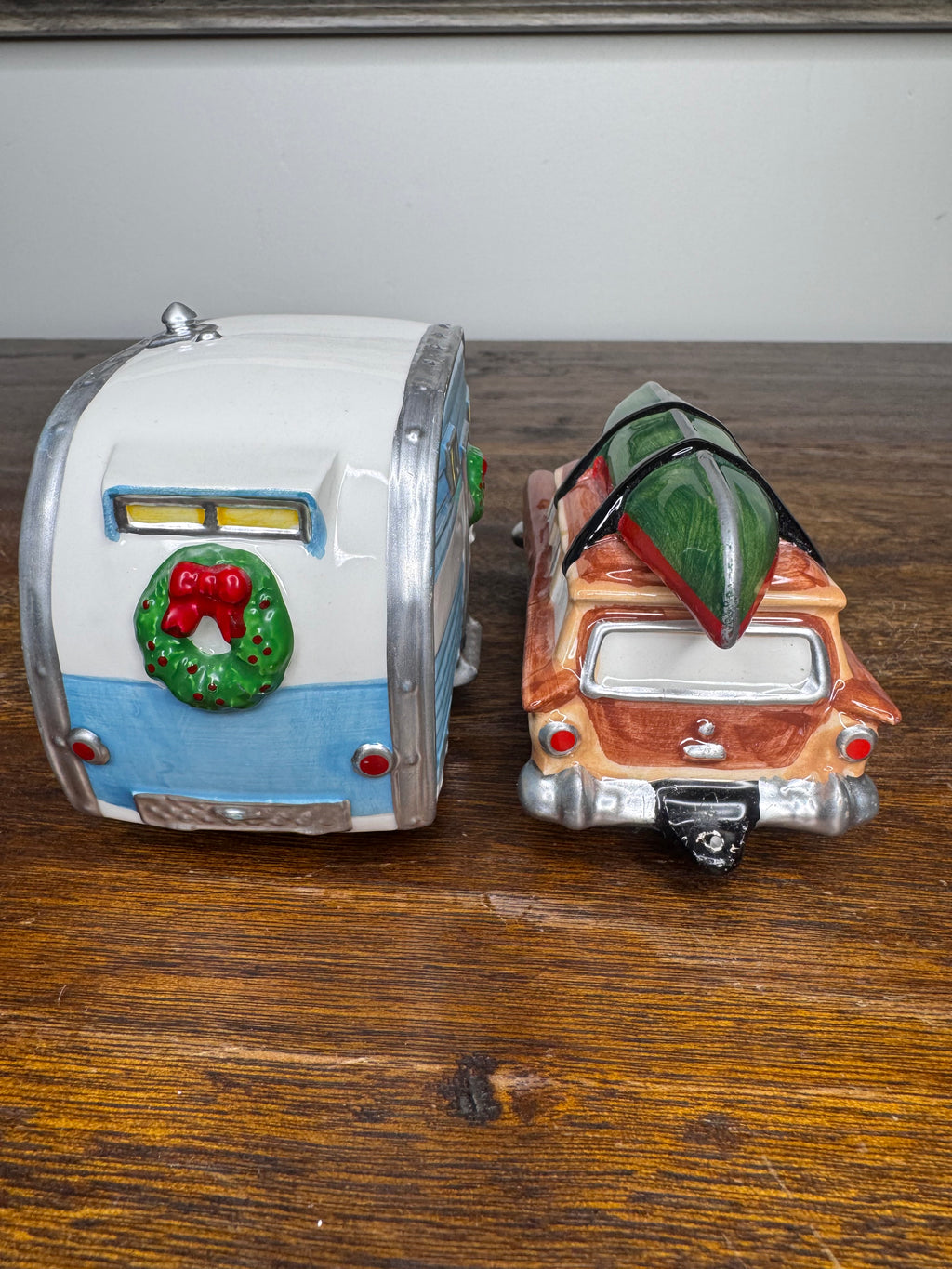 Retired Dept 56 Snow Village "On The Road Again" Station Wagon and Camper Set w/ Original Box