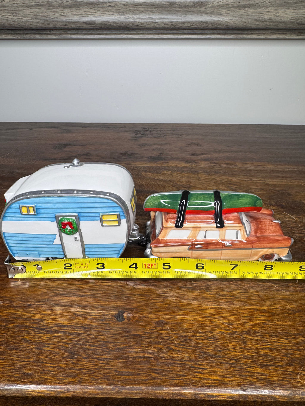 Retired Dept 56 Snow Village "On The Road Again" Station Wagon and Camper Set w/ Original Box