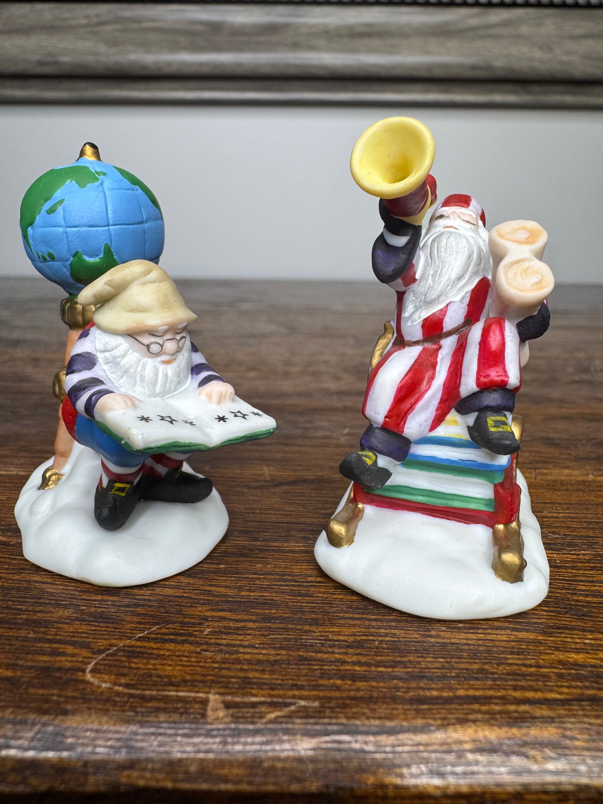 Retired Dept 56 Heritage Village "Charting Santa's Course" Set of 2 Figurines w/ Original Box