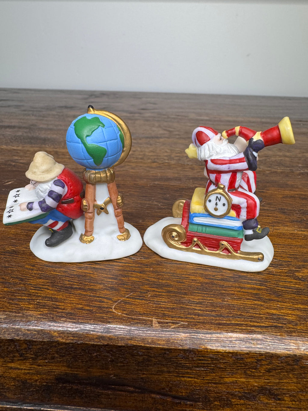 Retired Dept 56 Heritage Village "Charting Santa's Course" Set of 2 Figurines w/ Original Box