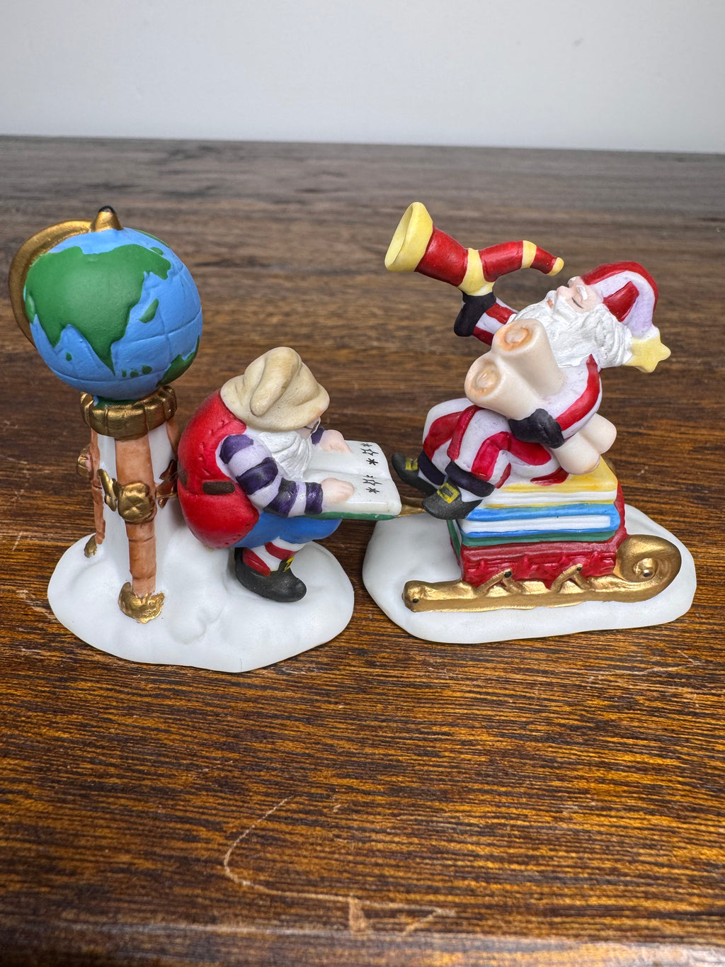 Retired Dept 56 Heritage Village "Charting Santa's Course" Set of 2 Figurines w/ Original Box