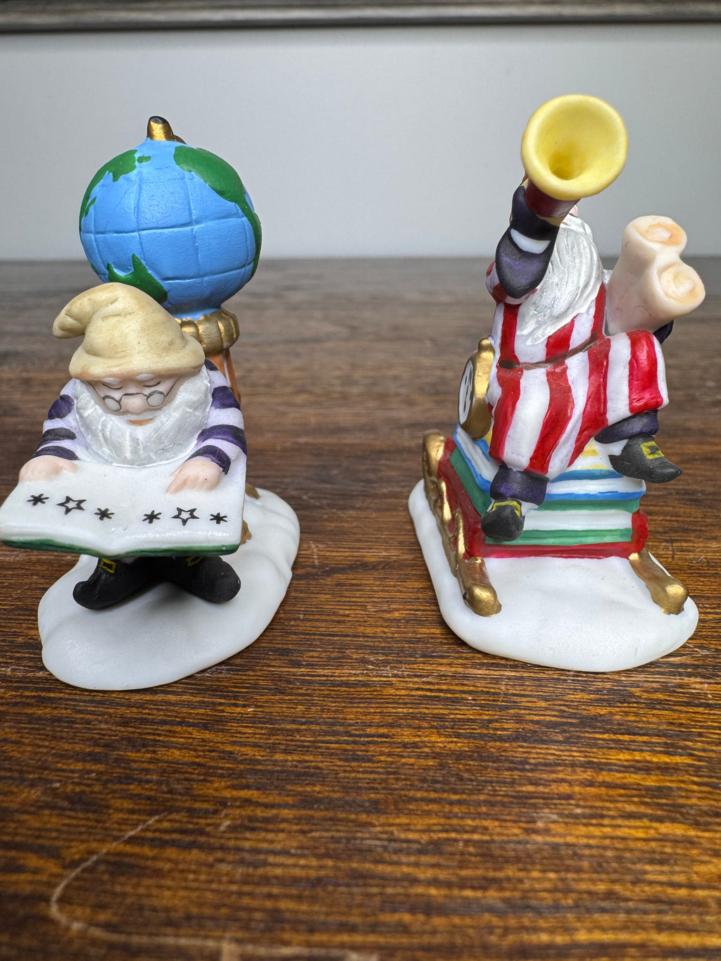 Retired Dept 56 Heritage Village "Charting Santa's Course" Set of 2 Figurines w/ Original Box