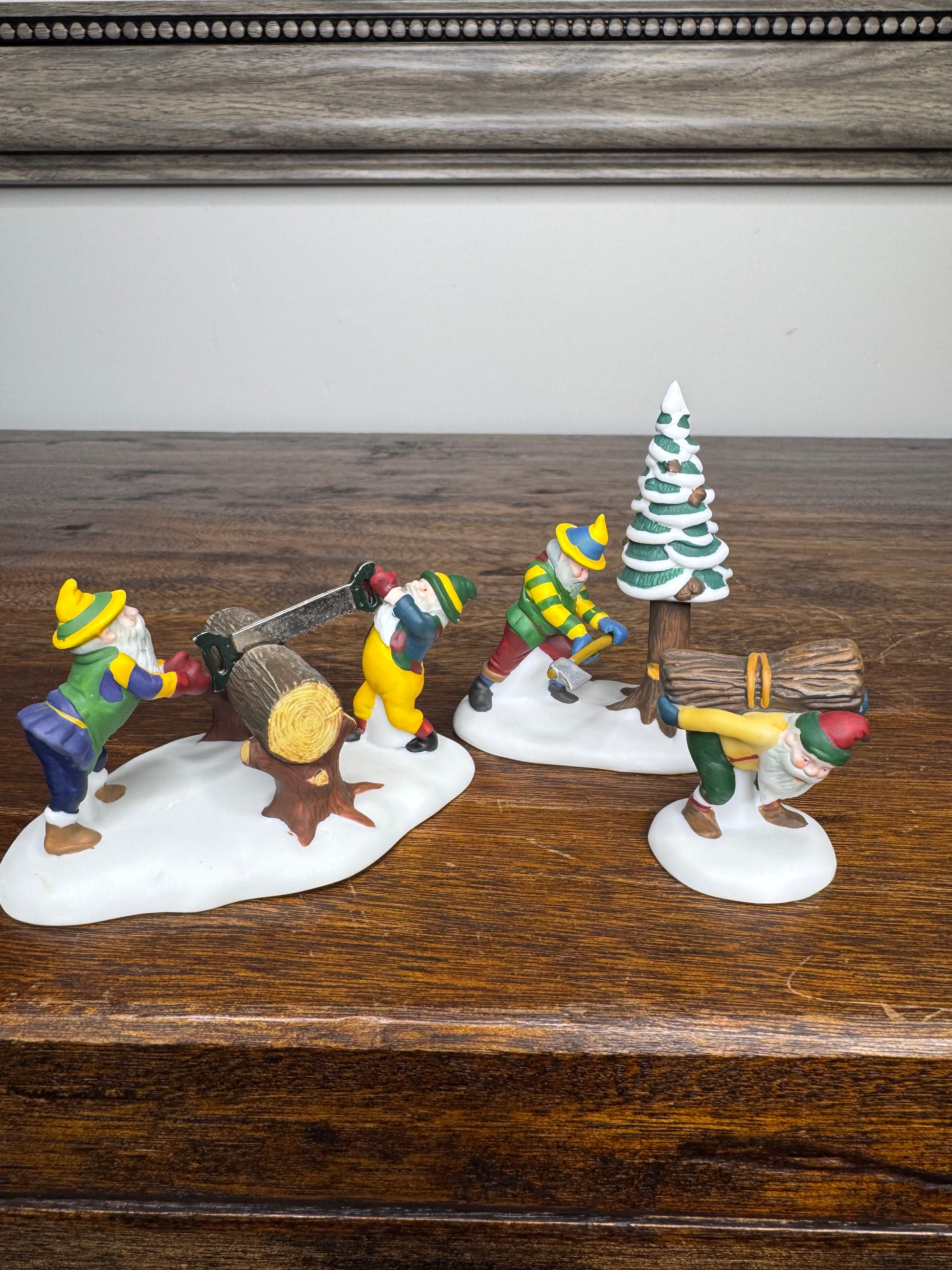 Retired Dept 56 Heritage Village "Woodsmen Elves" set of 3 w/ original Box