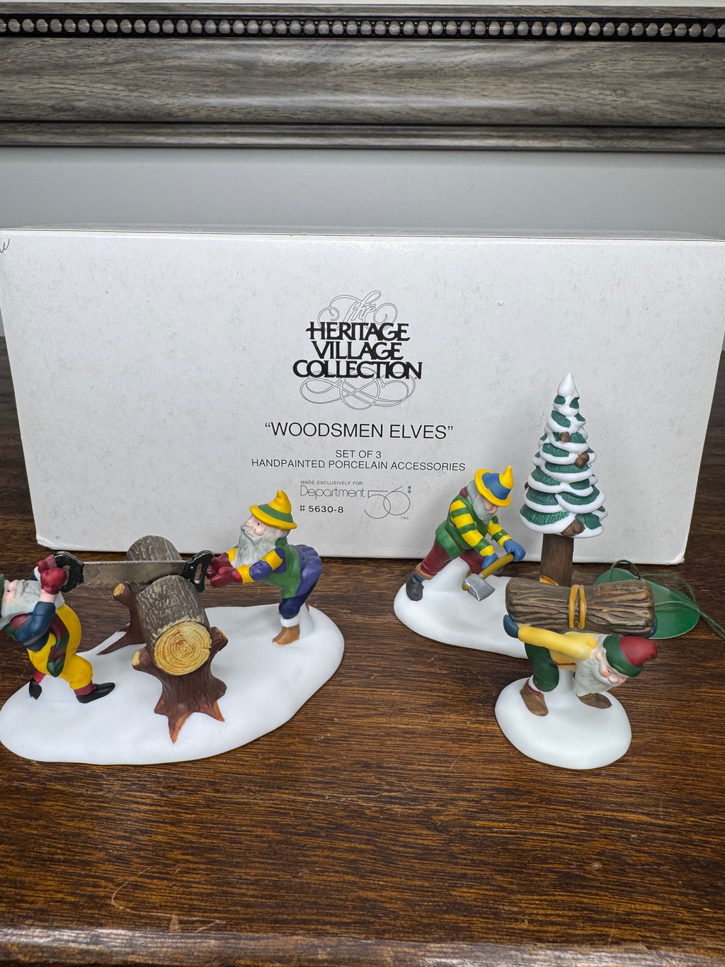 Retired Dept 56 Heritage Village "Woodsmen Elves" set of 3 w/ original Box