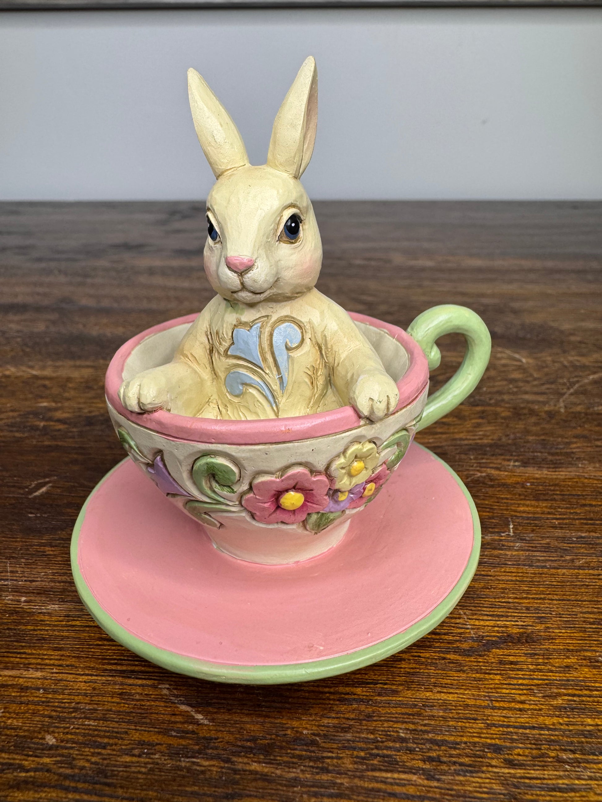 NIB Jim Shore Heartwood Creek Mini Bunny In A Teacup Figurine