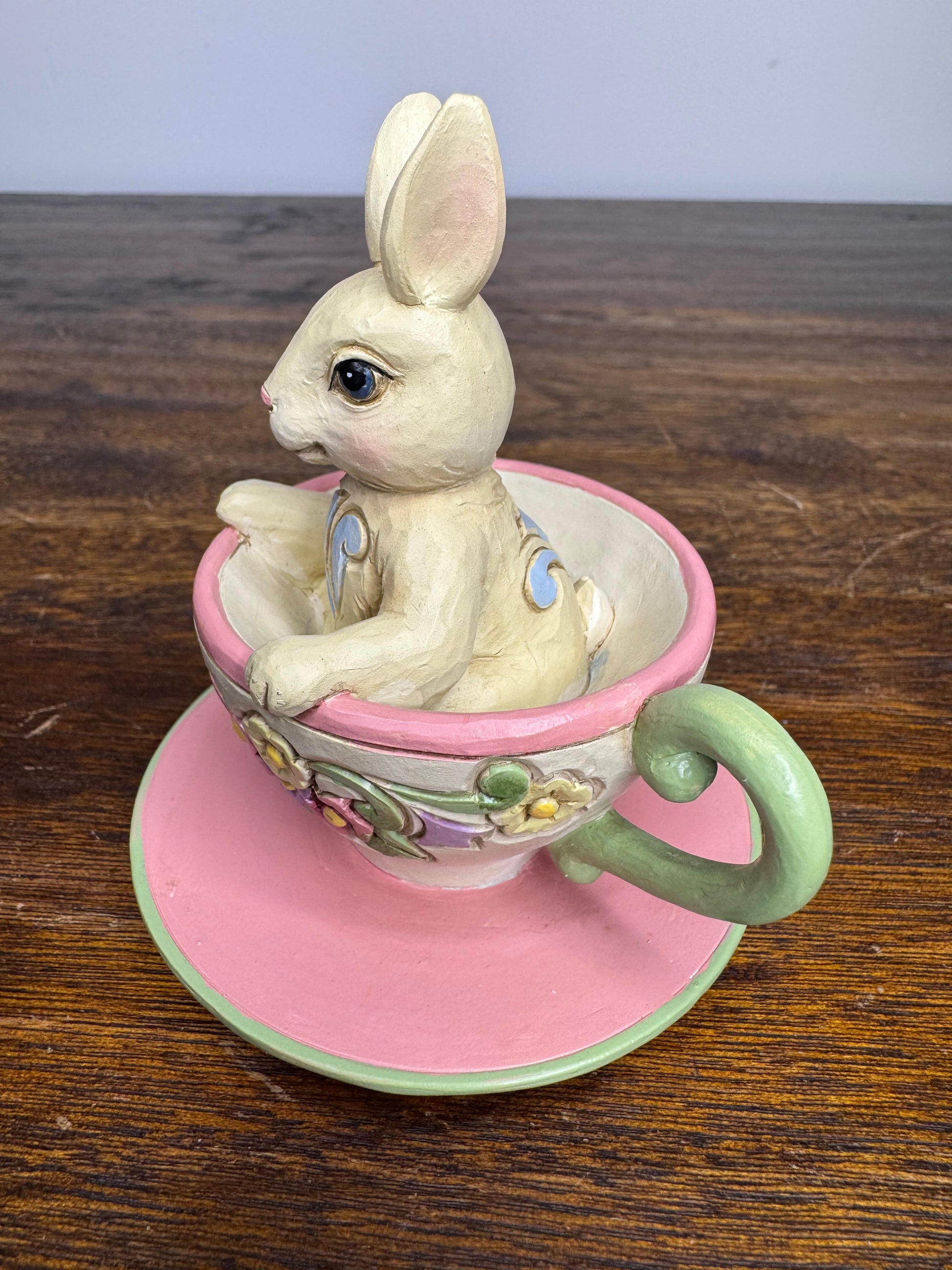 NIB Jim Shore Heartwood Creek Mini Bunny In A Teacup Figurine