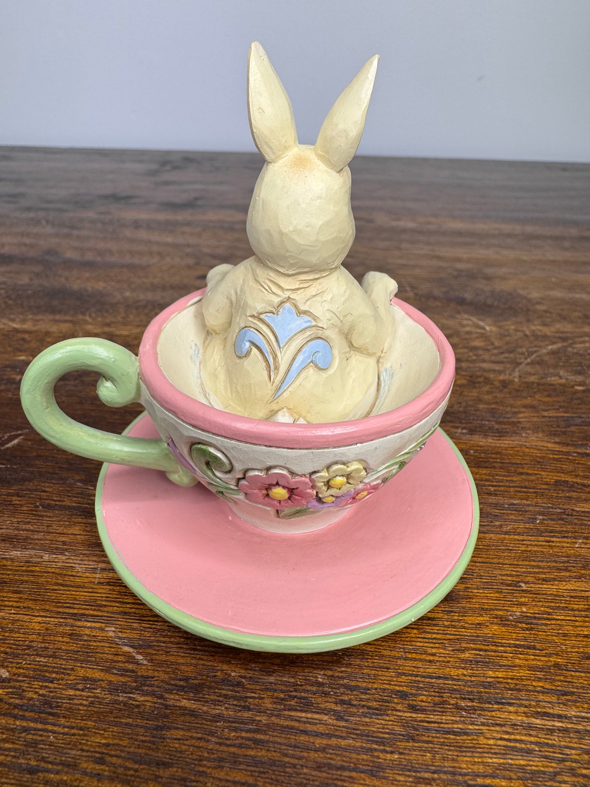 NIB Jim Shore Heartwood Creek Mini Bunny In A Teacup Figurine