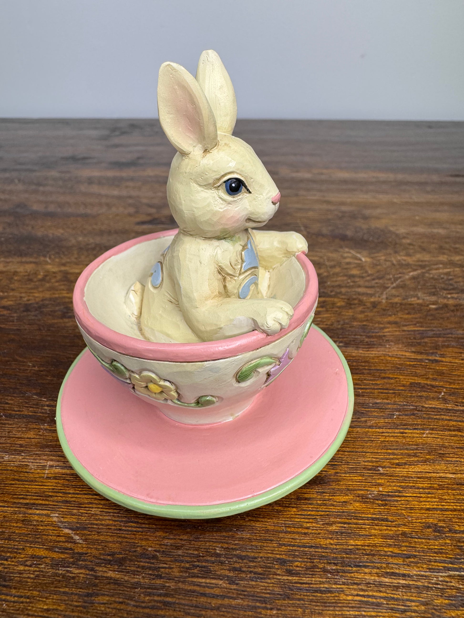 NIB Jim Shore Heartwood Creek Mini Bunny In A Teacup Figurine
