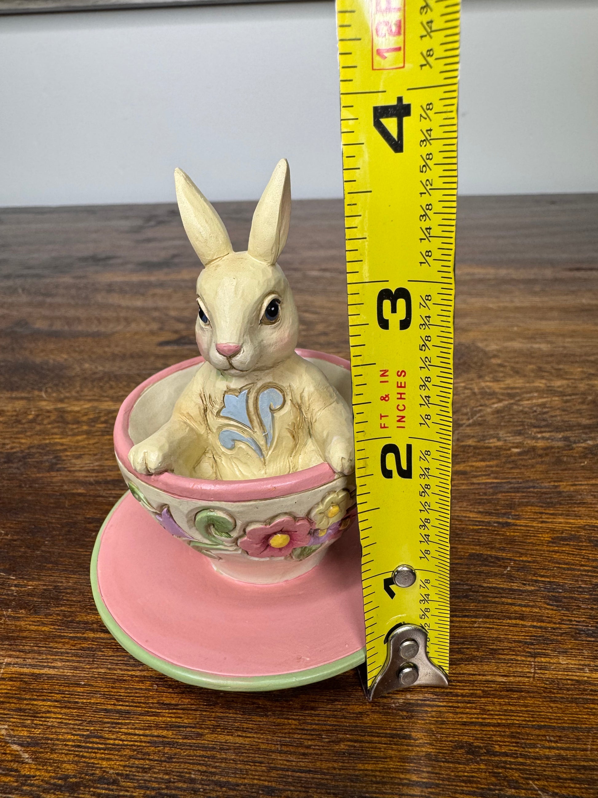 NIB Jim Shore Heartwood Creek Mini Bunny In A Teacup Figurine