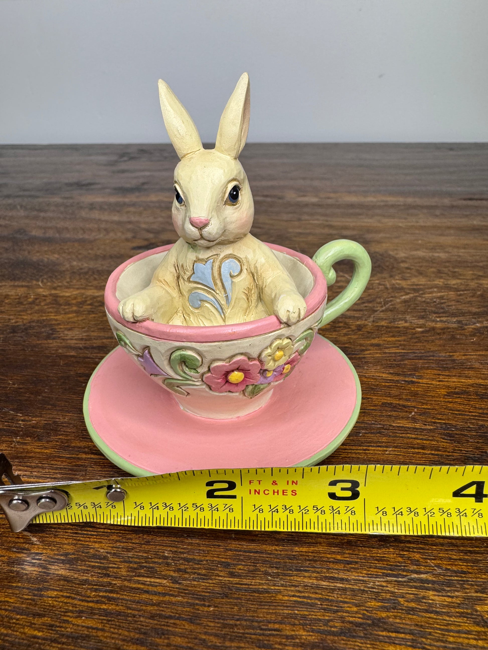 NIB Jim Shore Heartwood Creek Mini Bunny In A Teacup Figurine