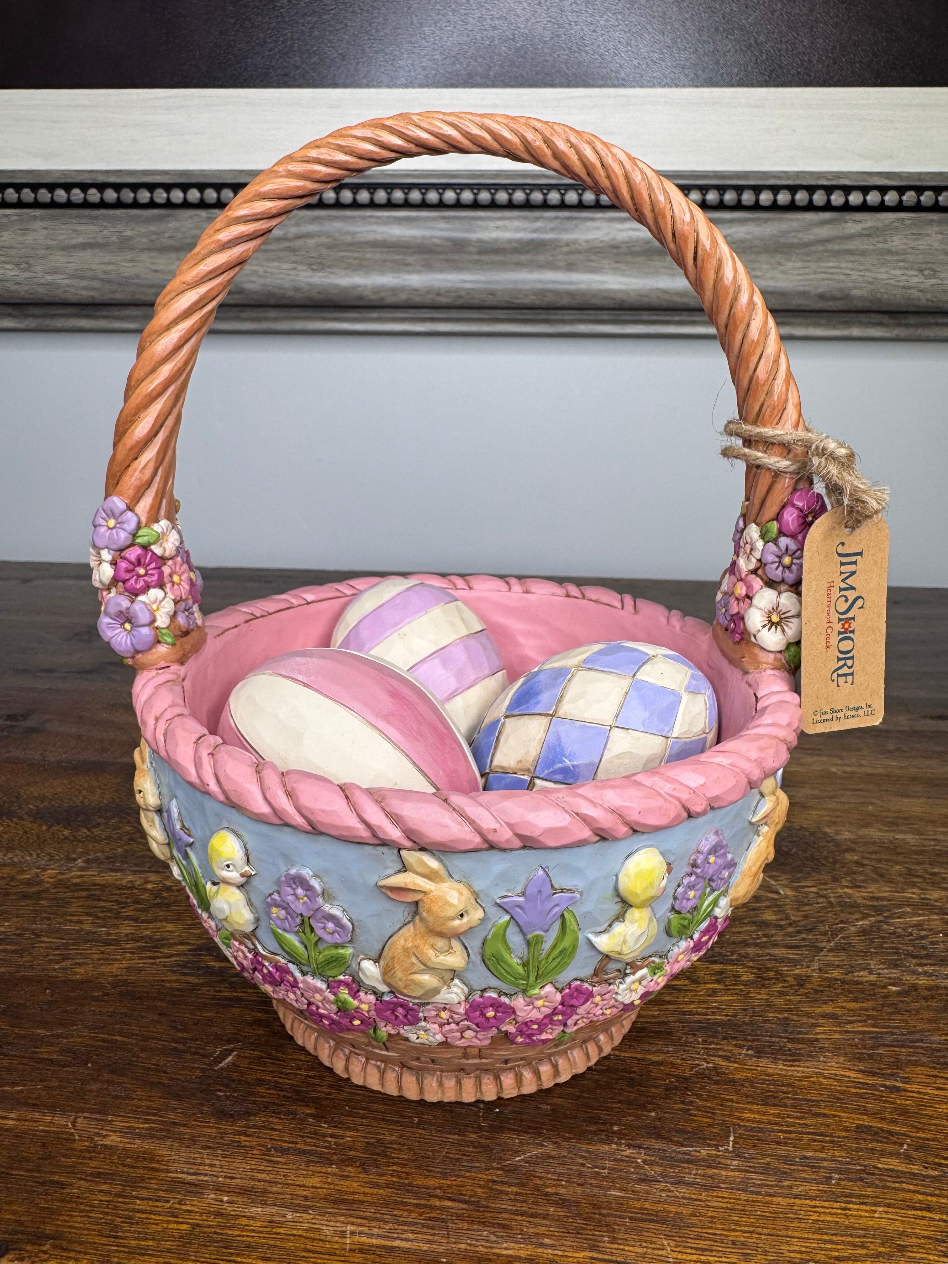 NIB Jim Shore Heartwood Creek 19th Annual Easter Basket w 3 Eggs w/ Original Box