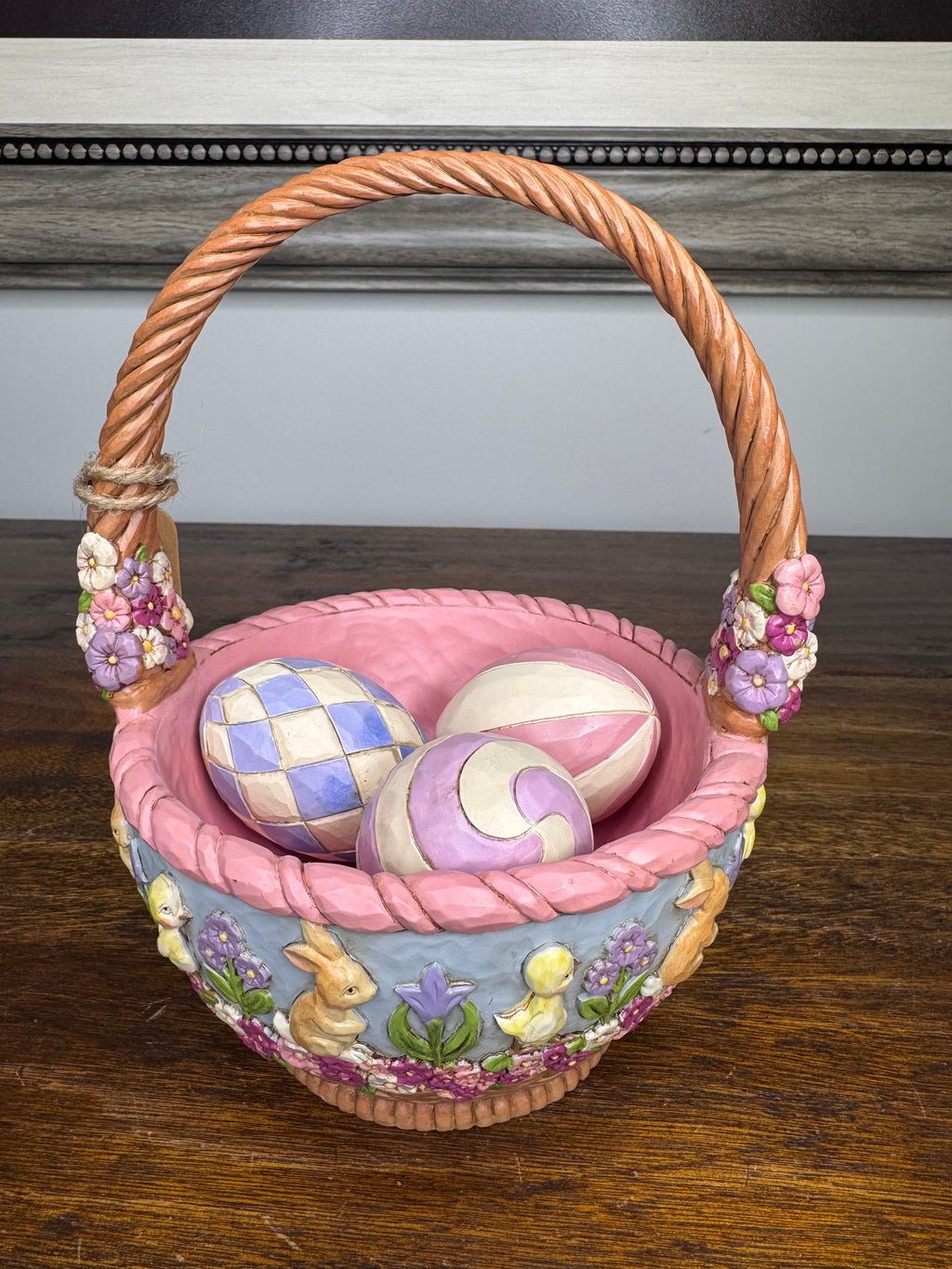 NIB Jim Shore Heartwood Creek 19th Annual Easter Basket w 3 Eggs w/ Original Box