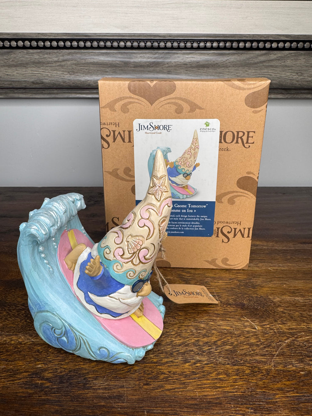 NIB Jim Shore Heartwood Creek Coastal Gnome Surfing Figurine