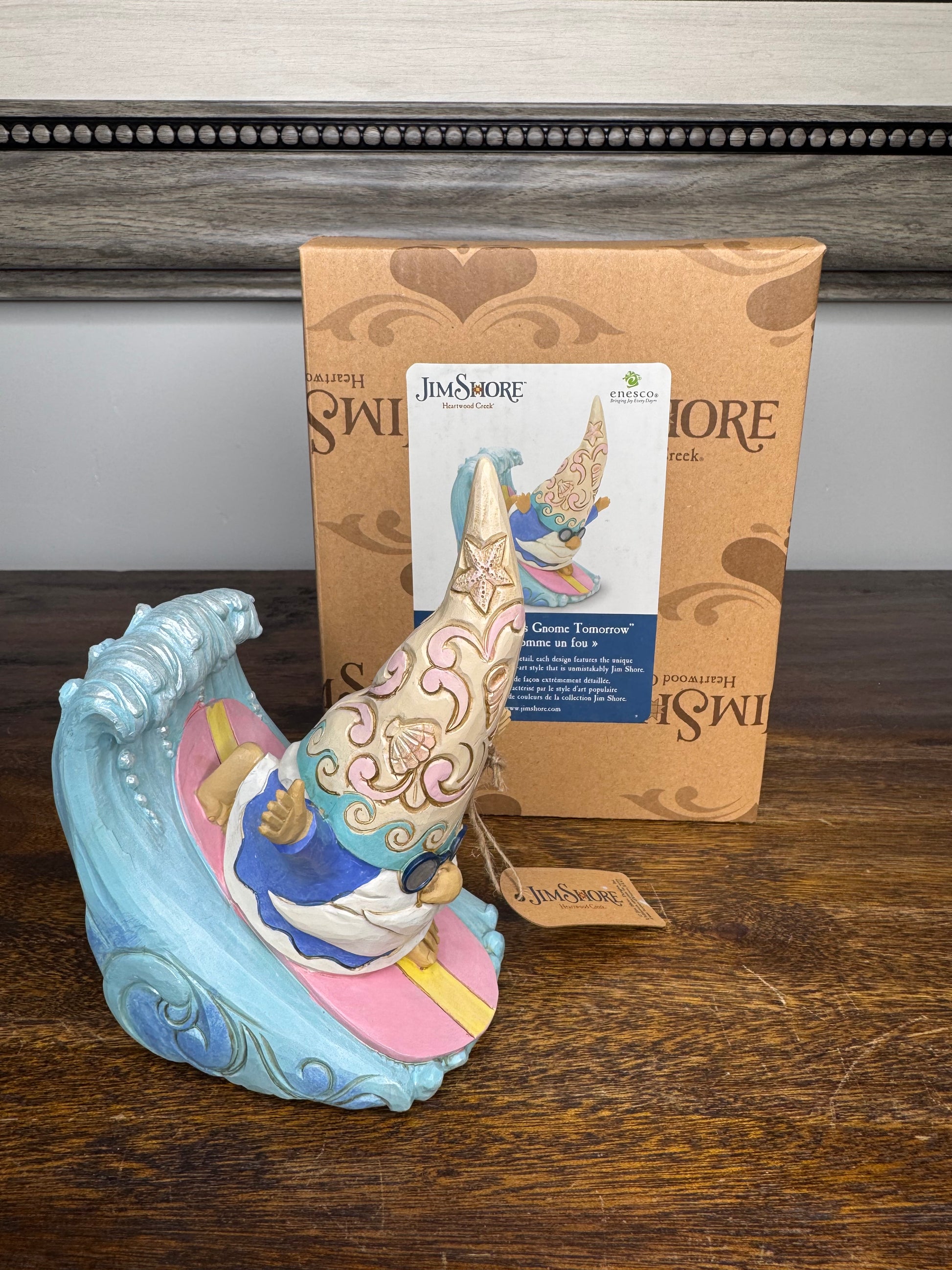 NIB Jim Shore Heartwood Creek Coastal Gnome Surfing Figurine
