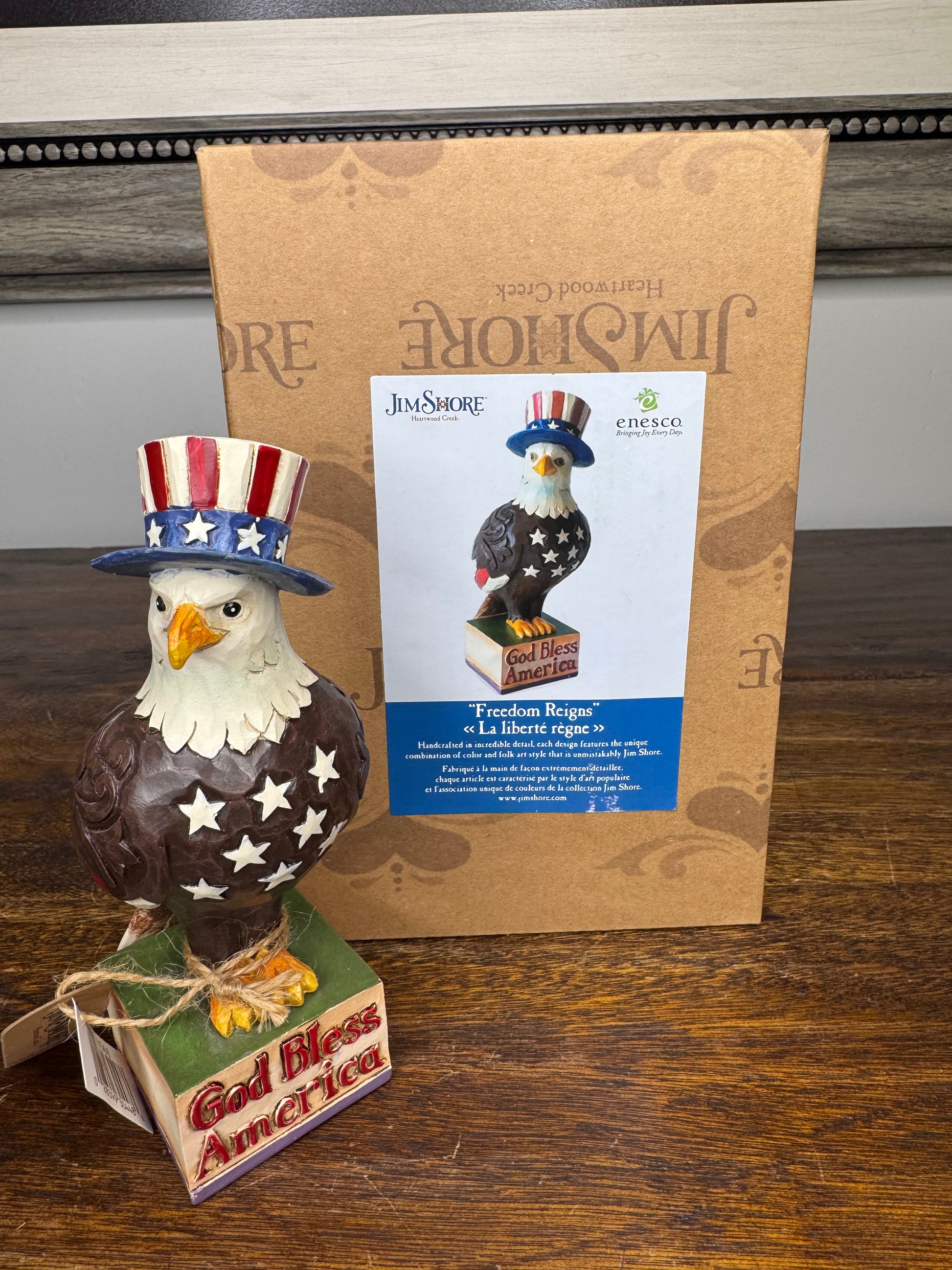 NIB Jim Shore Heartwood Creek Patriotic "Freedom Reigns" Eagle Figurine