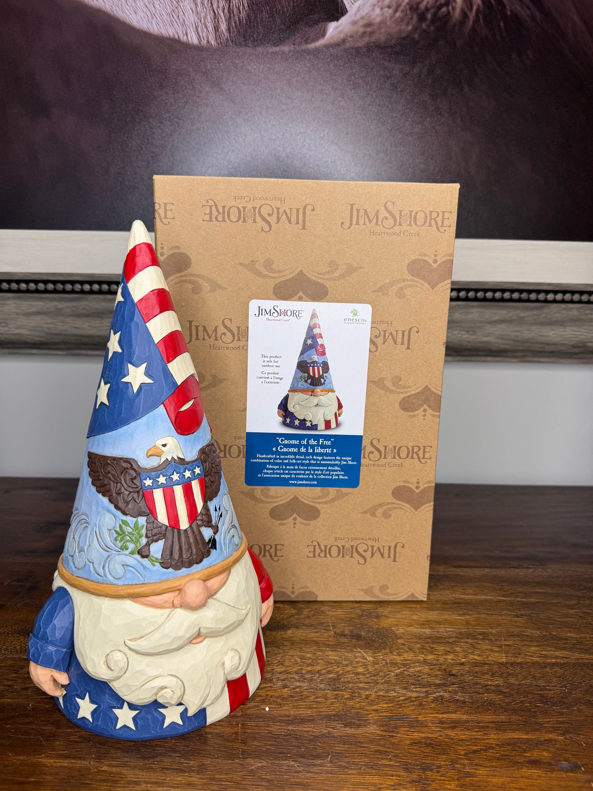 Large NIB Jim Shore Heartwood Creek Patriotic Gnome "Gnome of the Free"