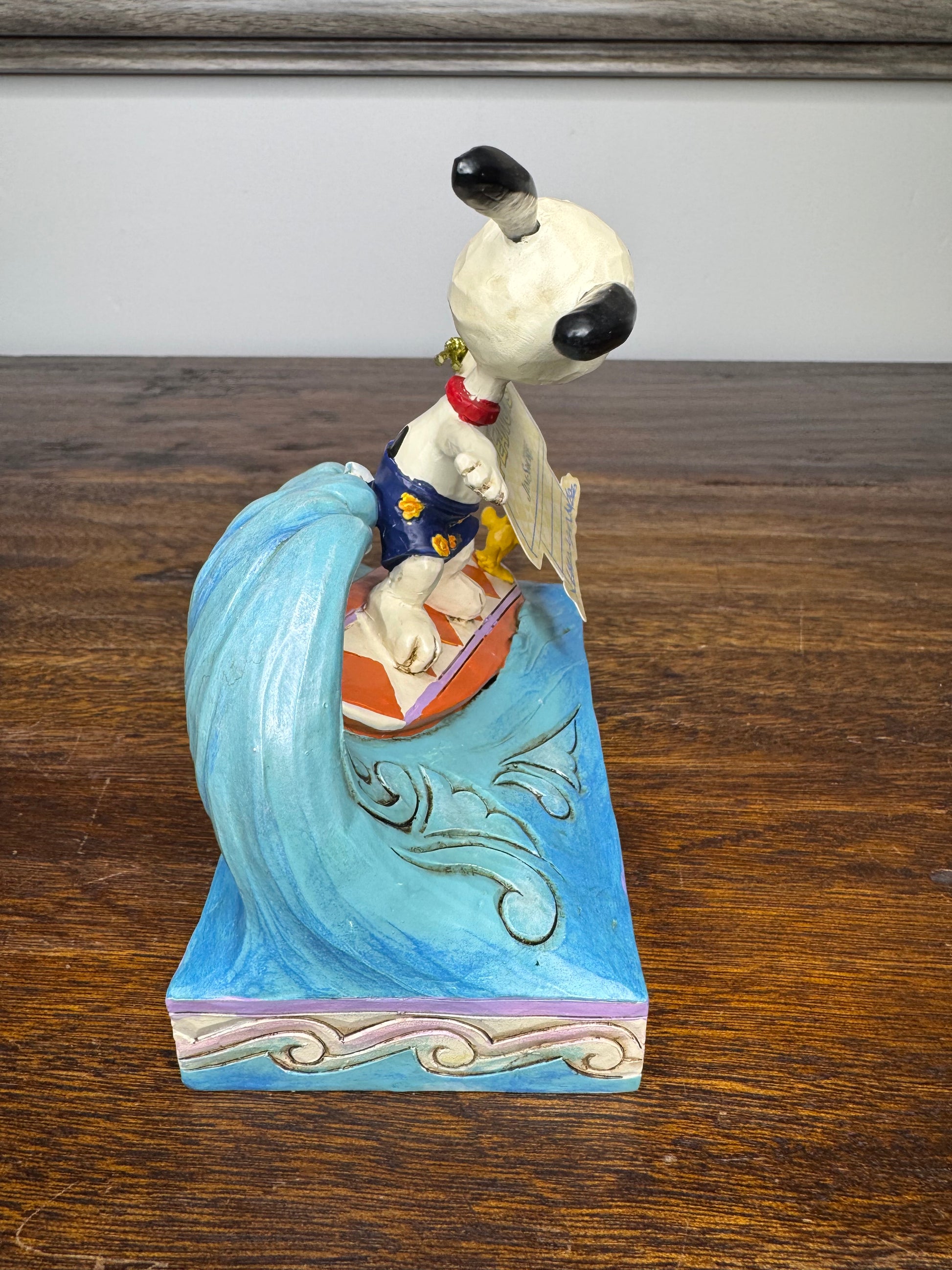 NIB Jim Shore Peanuts "Cowabunga!" Snoopy and Woodstock Surfing Figurine