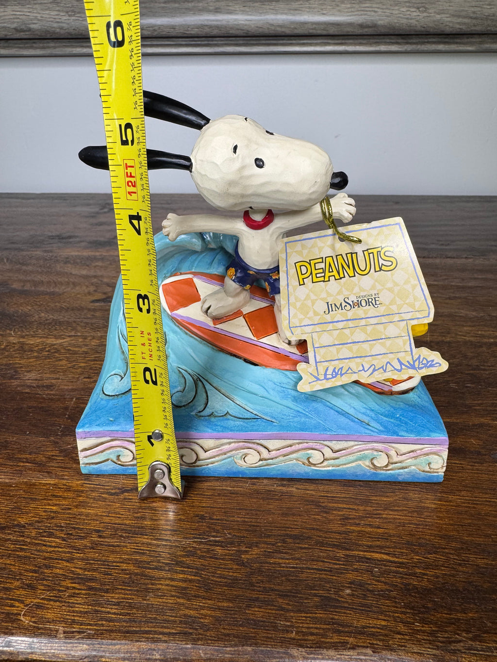 NIB Jim Shore Peanuts "Cowabunga!" Snoopy and Woodstock Surfing Figurine