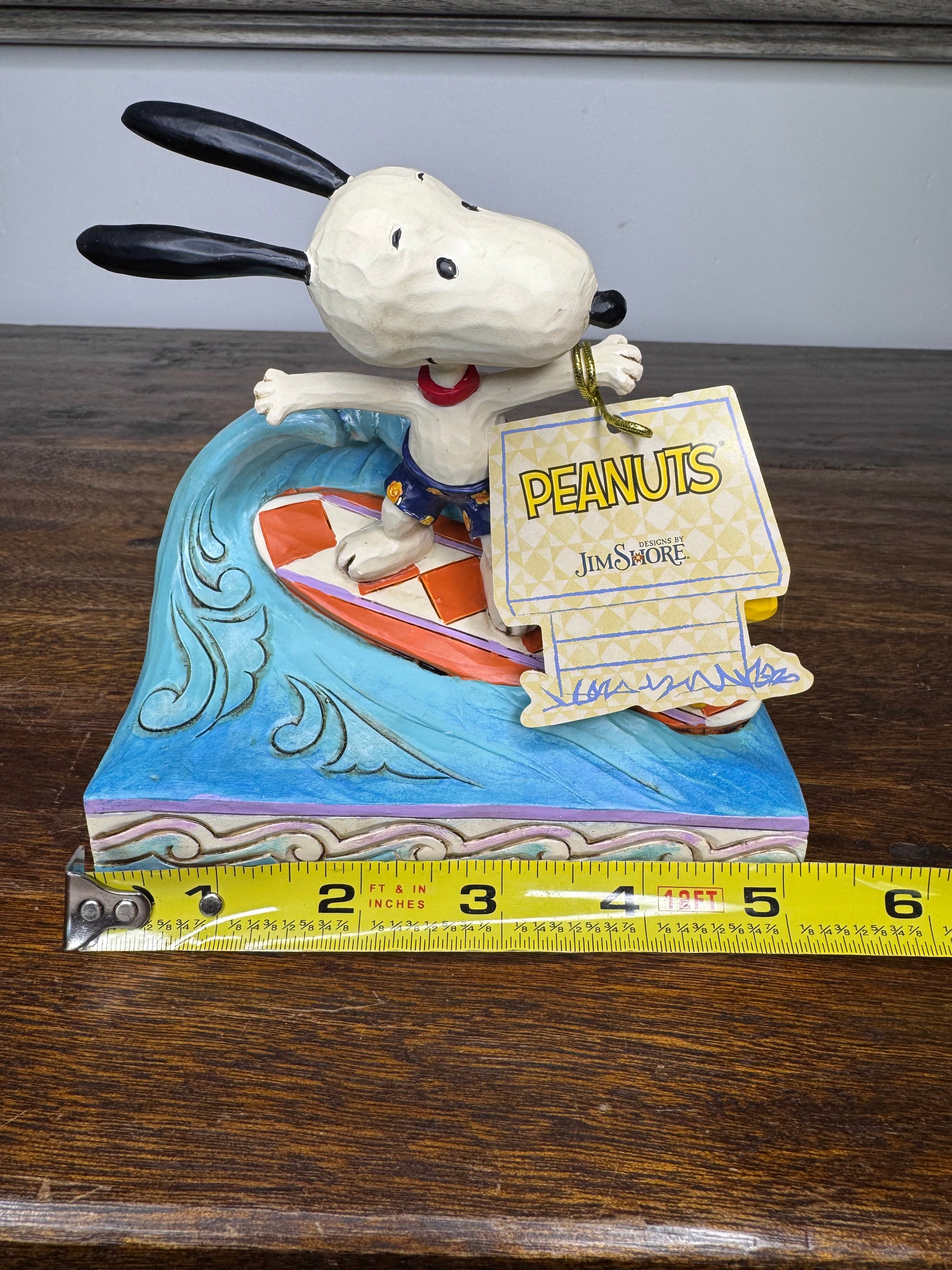 NIB Jim Shore Peanuts "Cowabunga!" Snoopy and Woodstock Surfing Figurine