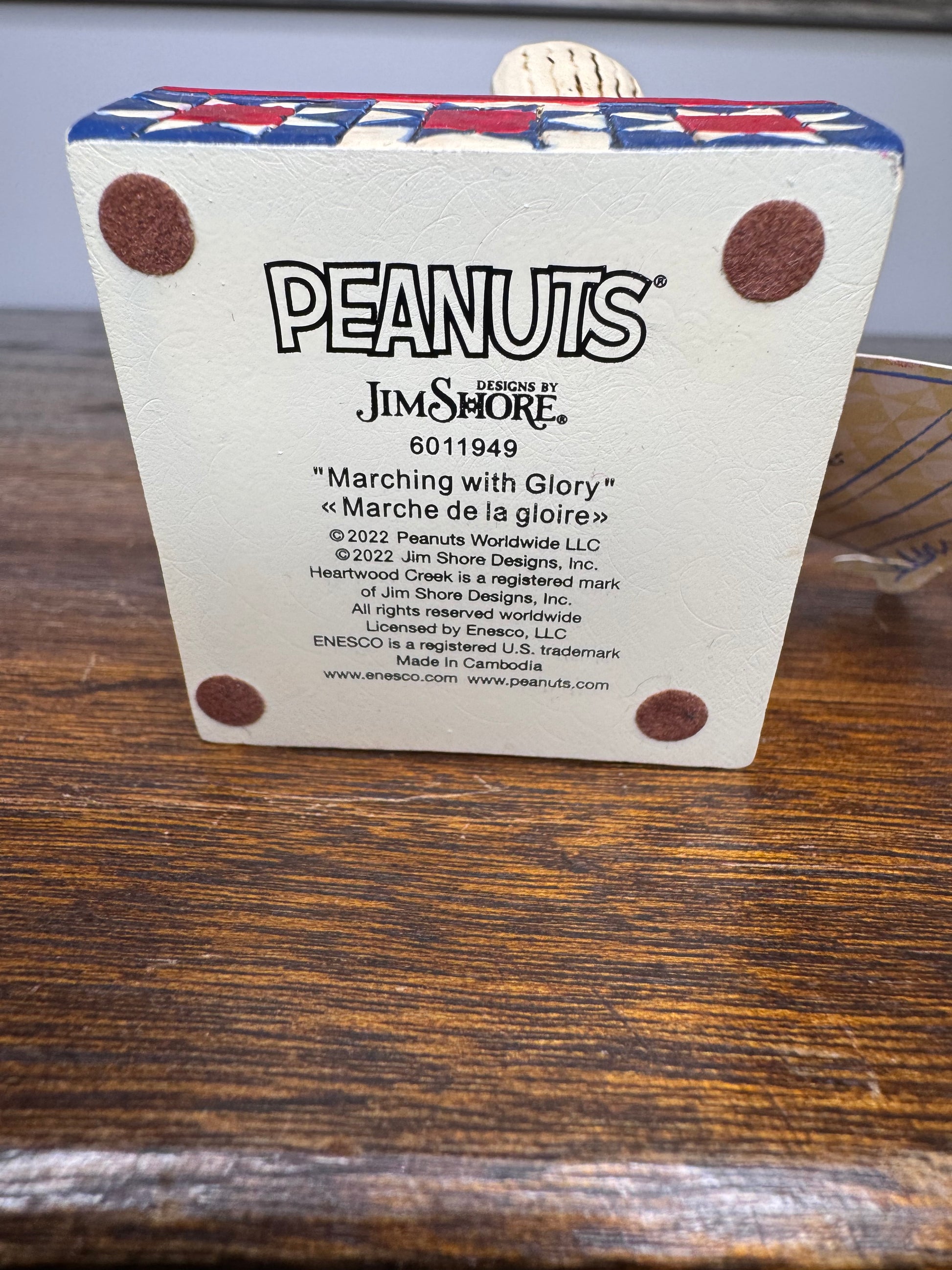 NIB Jim Shore Peanuts "Marching with Glory" Patriotic Figurine