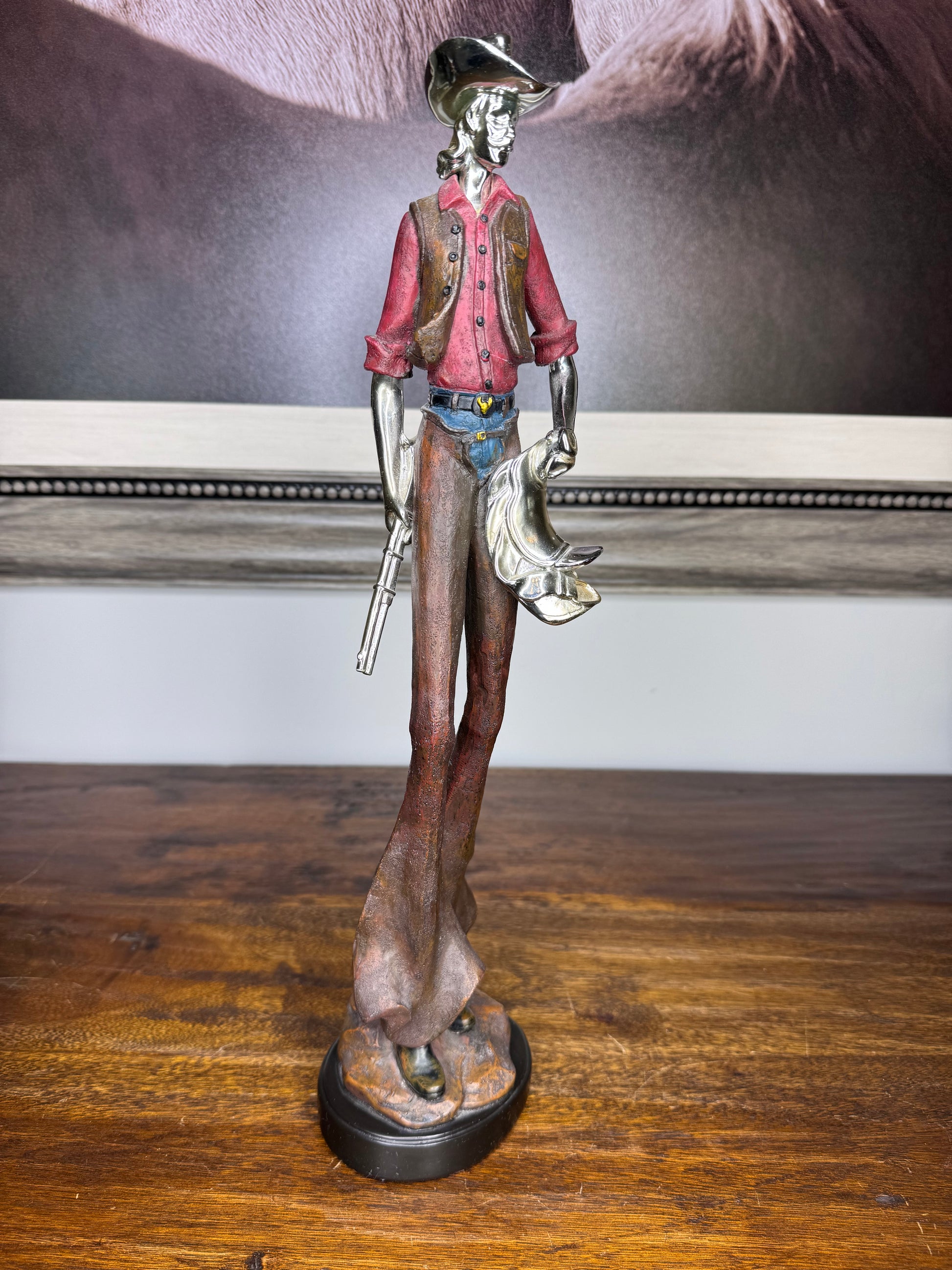 Unique Mixed Media Western Cowboy Figurines Set of 2 * READ FULL DESCRIPTION*