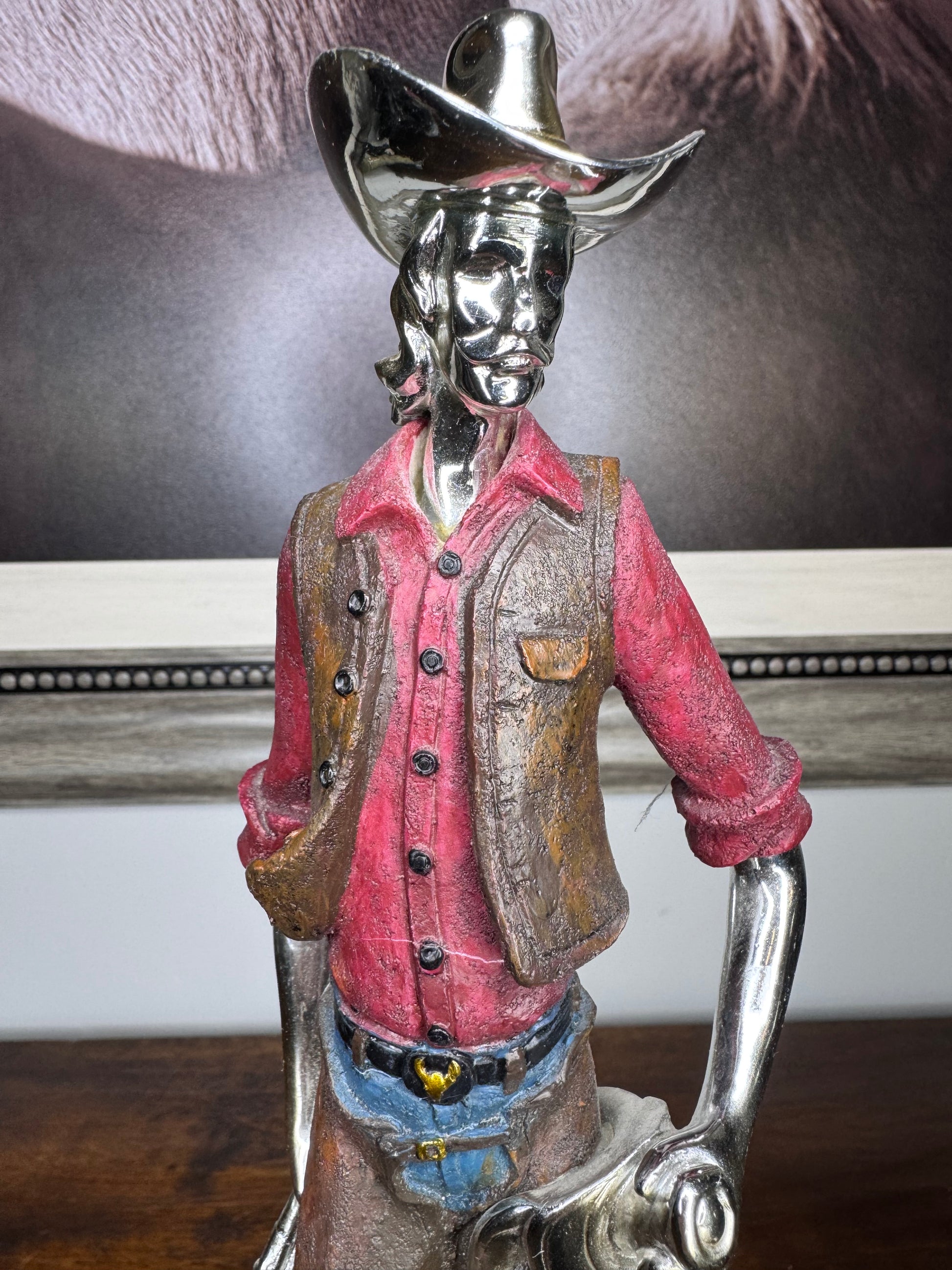 Unique Mixed Media Western Cowboy Figurines Set of 2 * READ FULL DESCRIPTION*