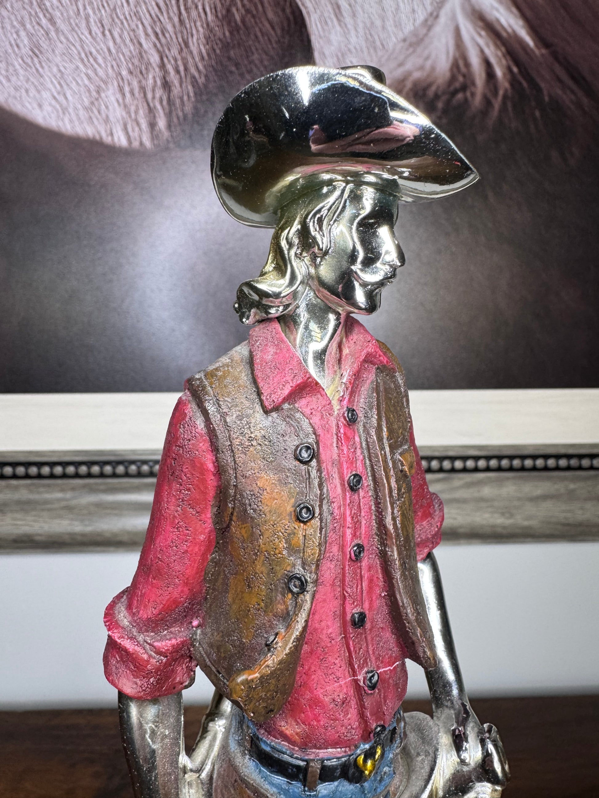 Unique Mixed Media Western Cowboy Figurines Set of 2 * READ FULL DESCRIPTION*