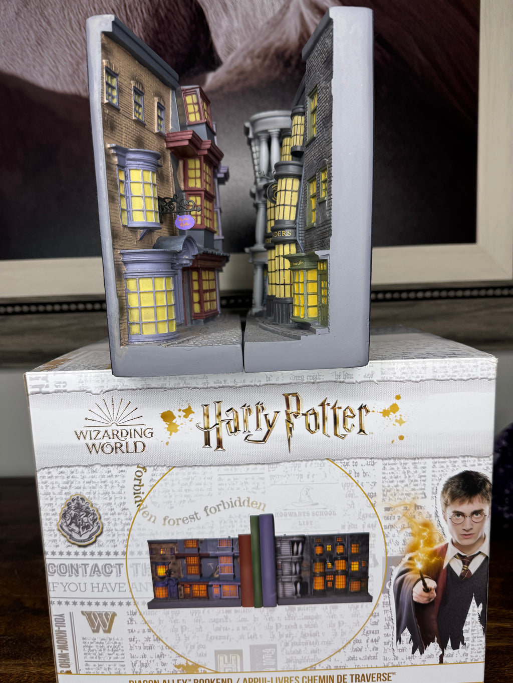 NIB Harry Potter Diagon Ally Light Up Bookends Wizarding World of Harry Potter
