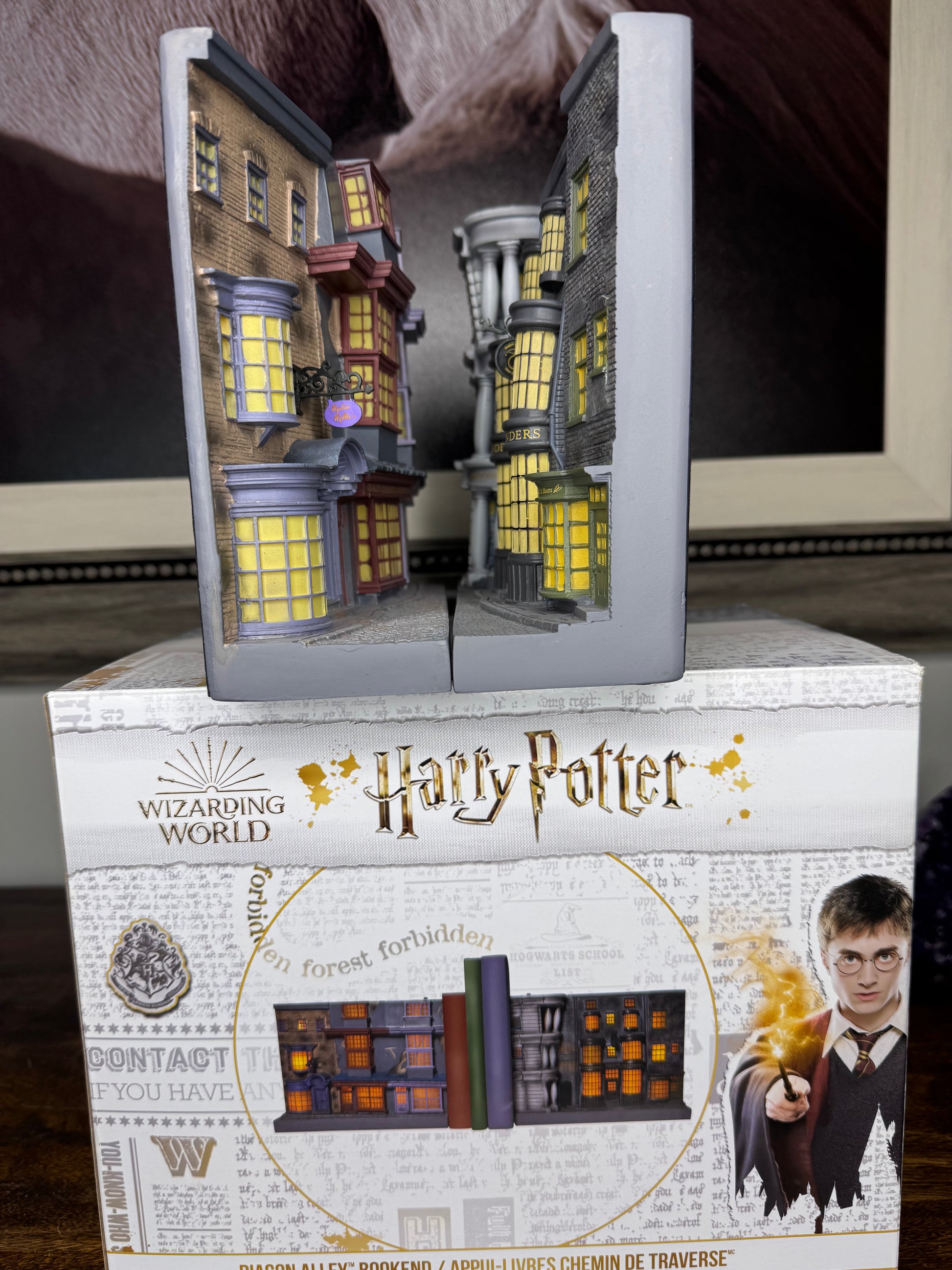 NIB Harry Potter Diagon Ally Light Up Bookends Wizarding World of Harry Potter