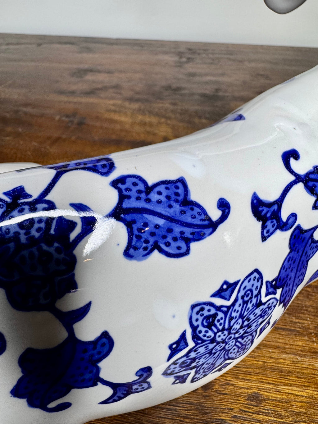 Large Vintage Mikasa Blue and White Ceramic Deer