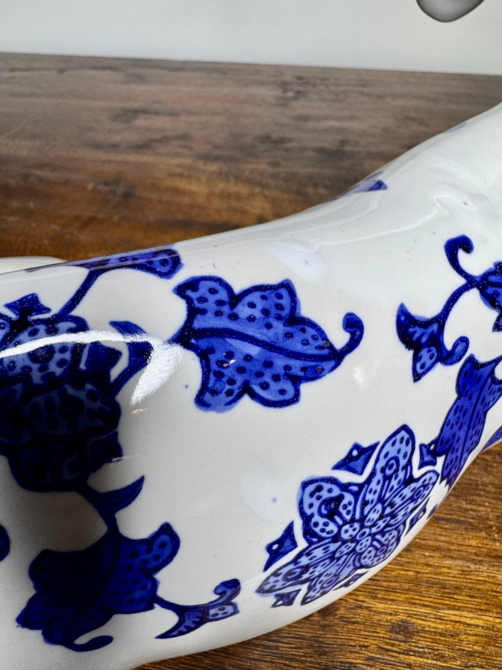 Large Vintage Mikasa Blue and White Ceramic Deer