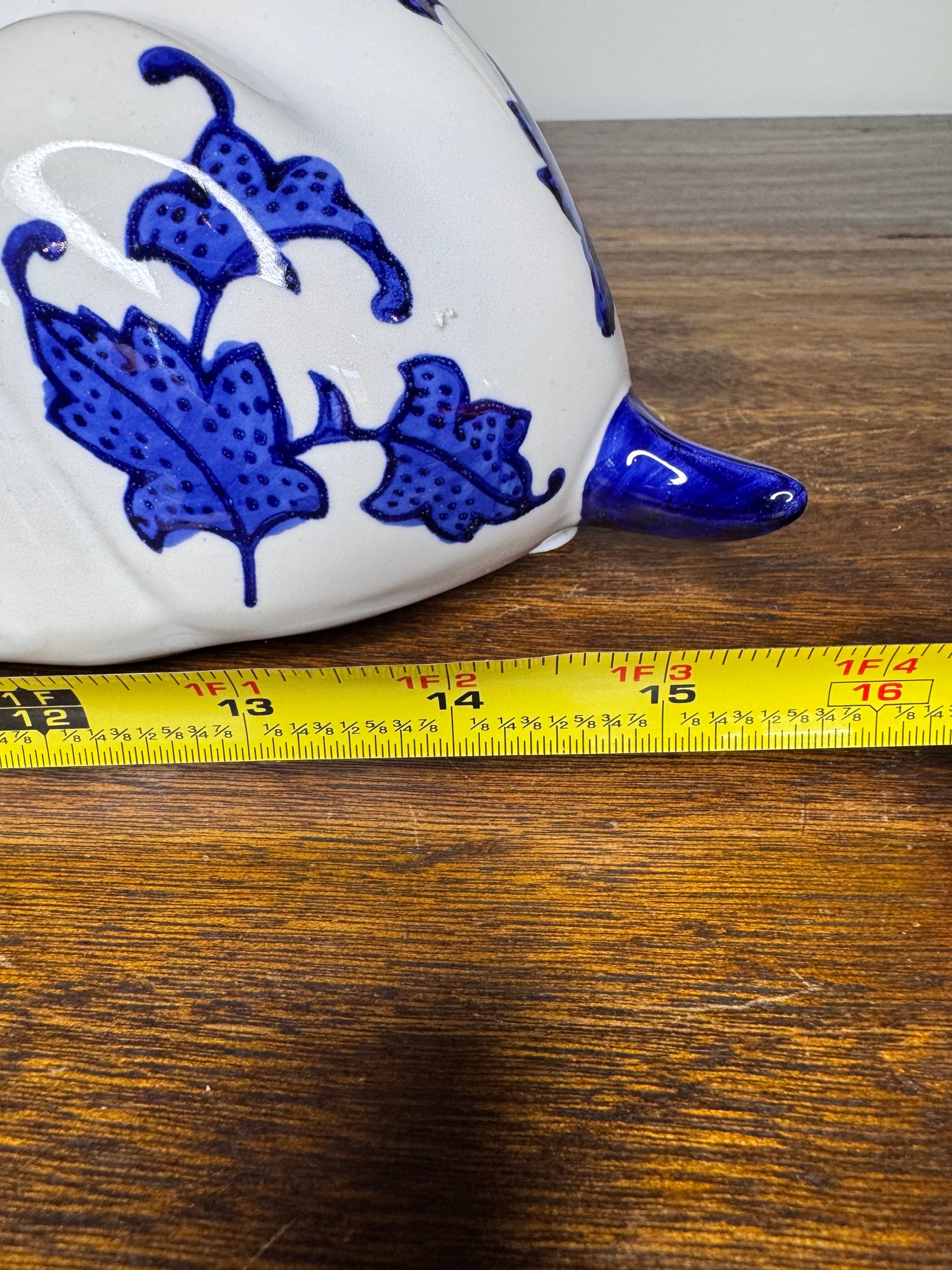 Large Vintage Mikasa Blue and White Ceramic Deer