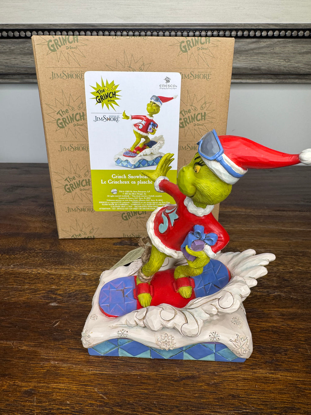 NIB Jim Shore Dr Seuss Snowboarding Grinch Figurine