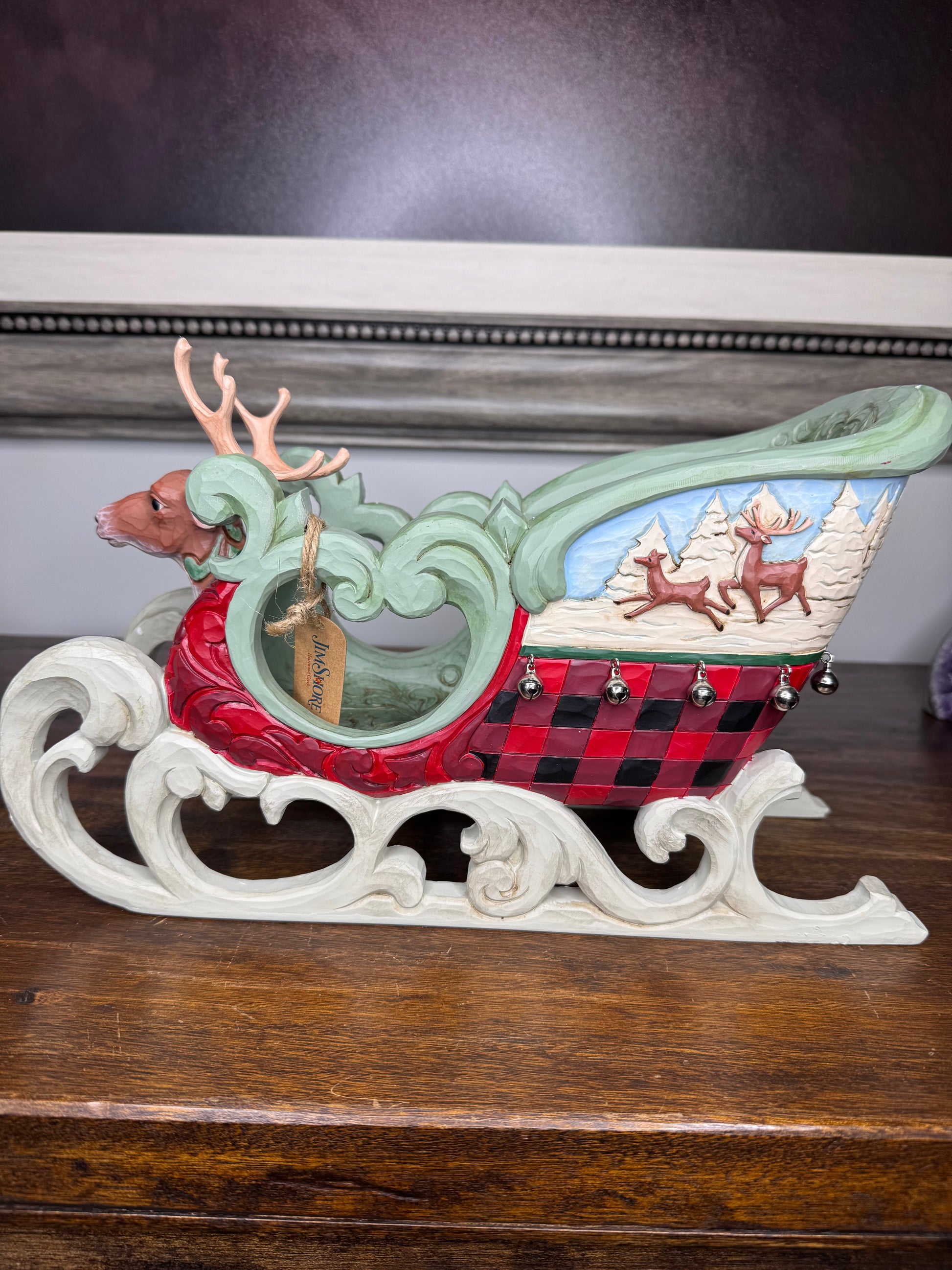 Large NIB Jim Shore Heartwood Creek Highland Glen Sleigh