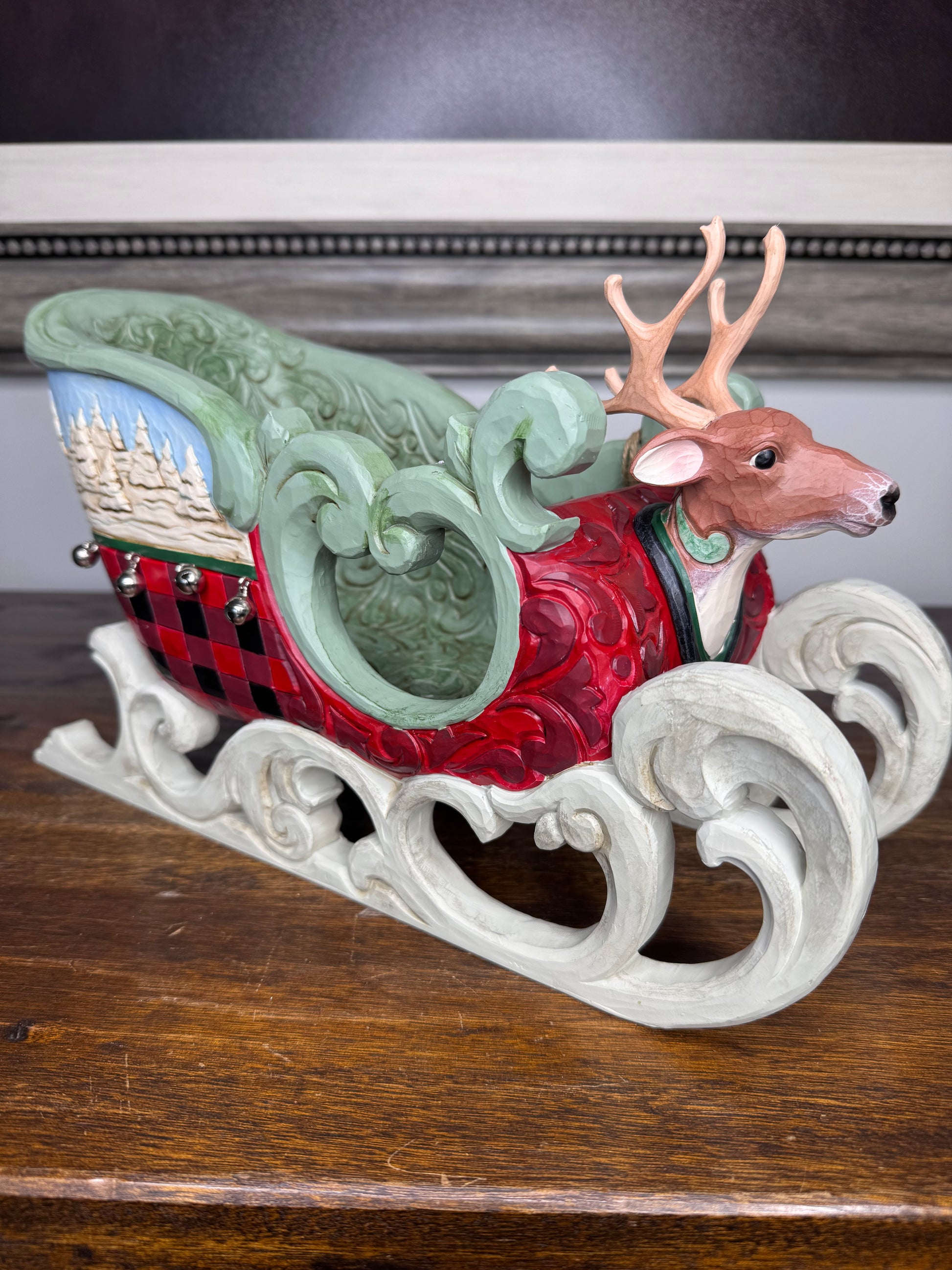 Large NIB Jim Shore Heartwood Creek Highland Glen Sleigh