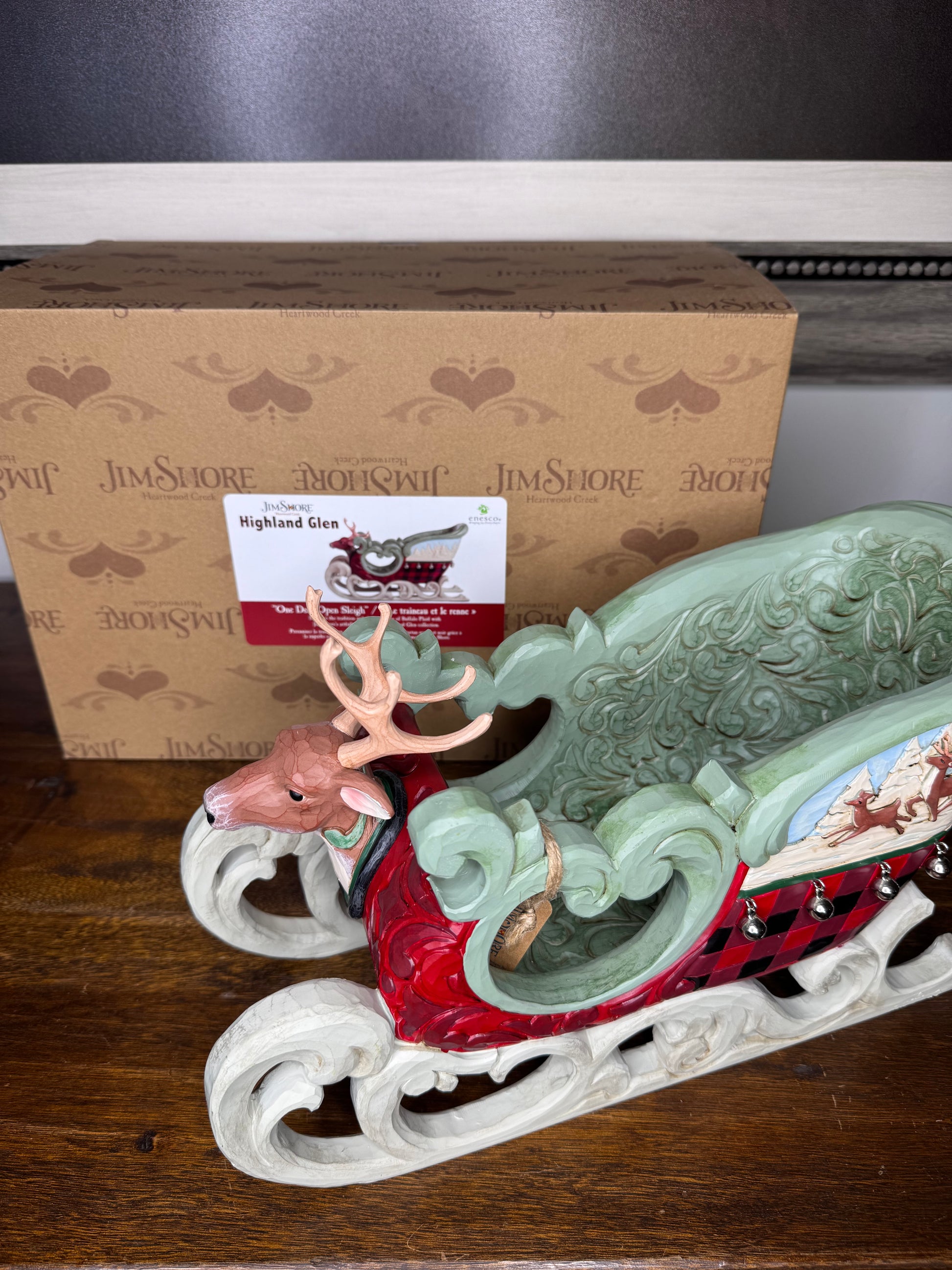 Large NIB Jim Shore Heartwood Creek Highland Glen Sleigh