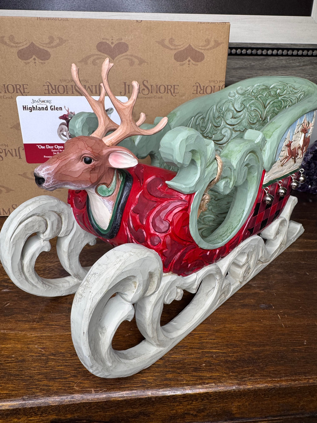 Large NIB Jim Shore Heartwood Creek Highland Glen Sleigh