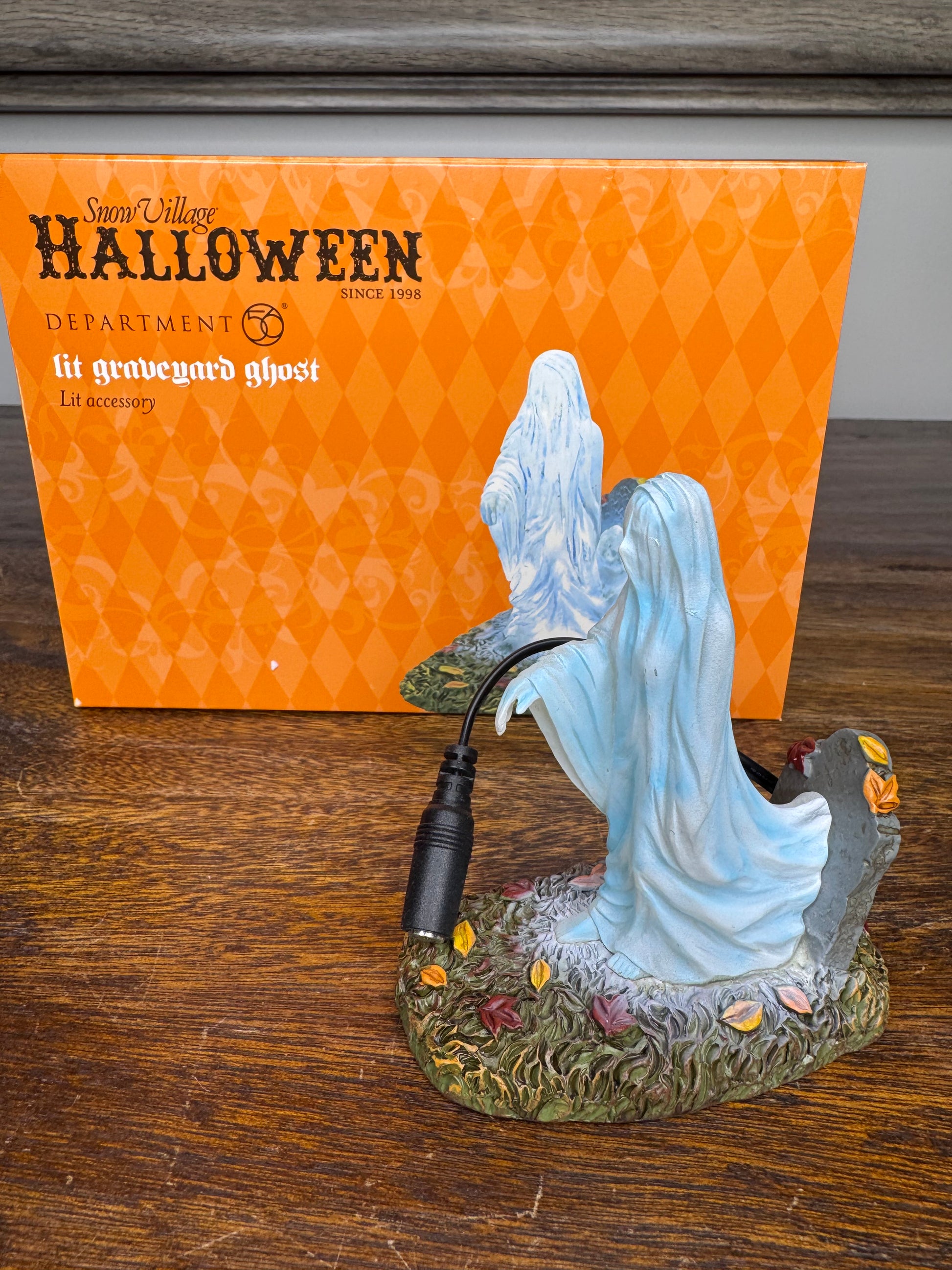 NIB Dept 56 Snow Village Accessory "Lit Graveyard Ghost" Figurine