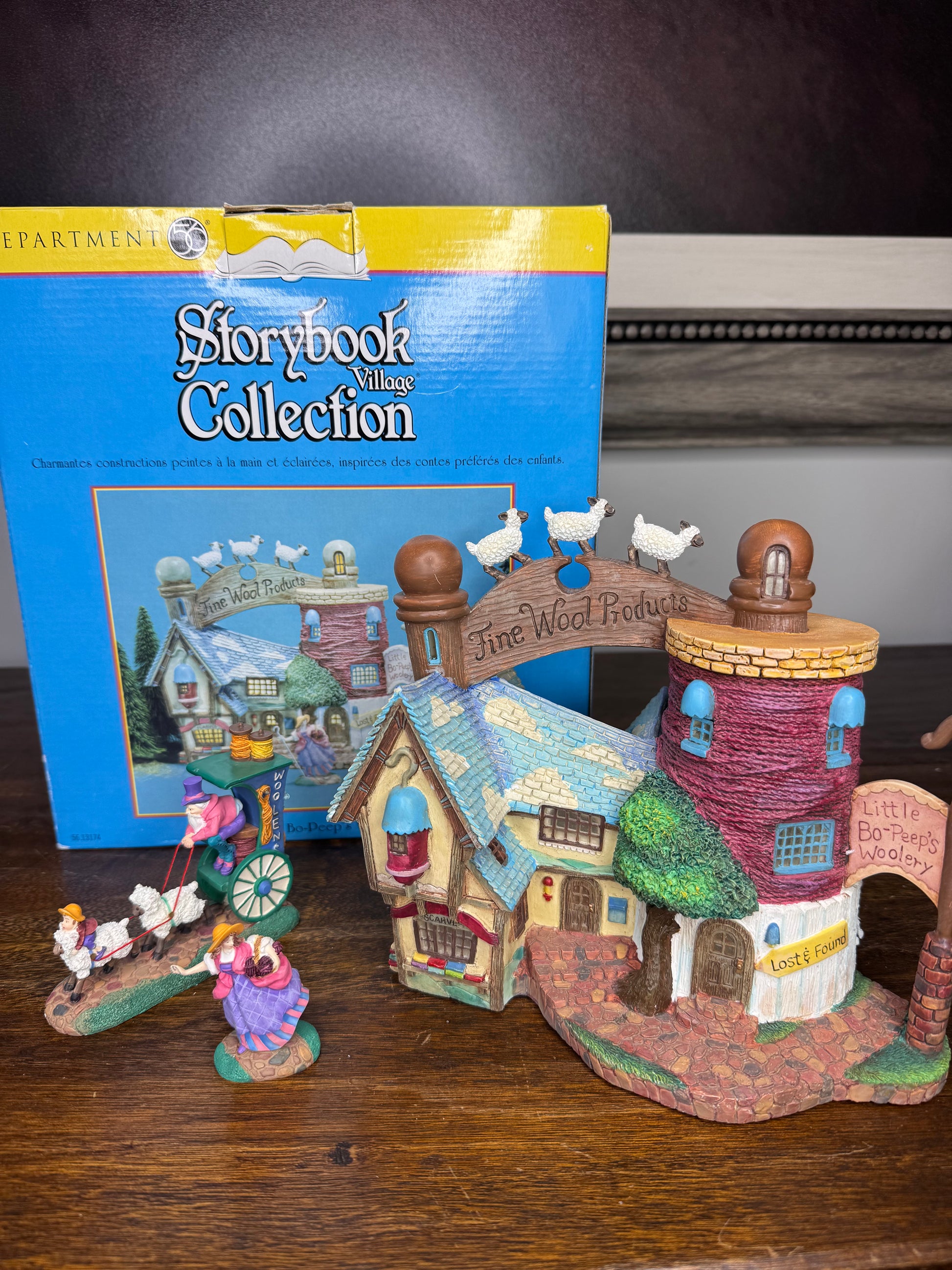 Retired Dept 56 Storybook Village "Little Bo Peep's Woolery" Light Up Building w/Original Box